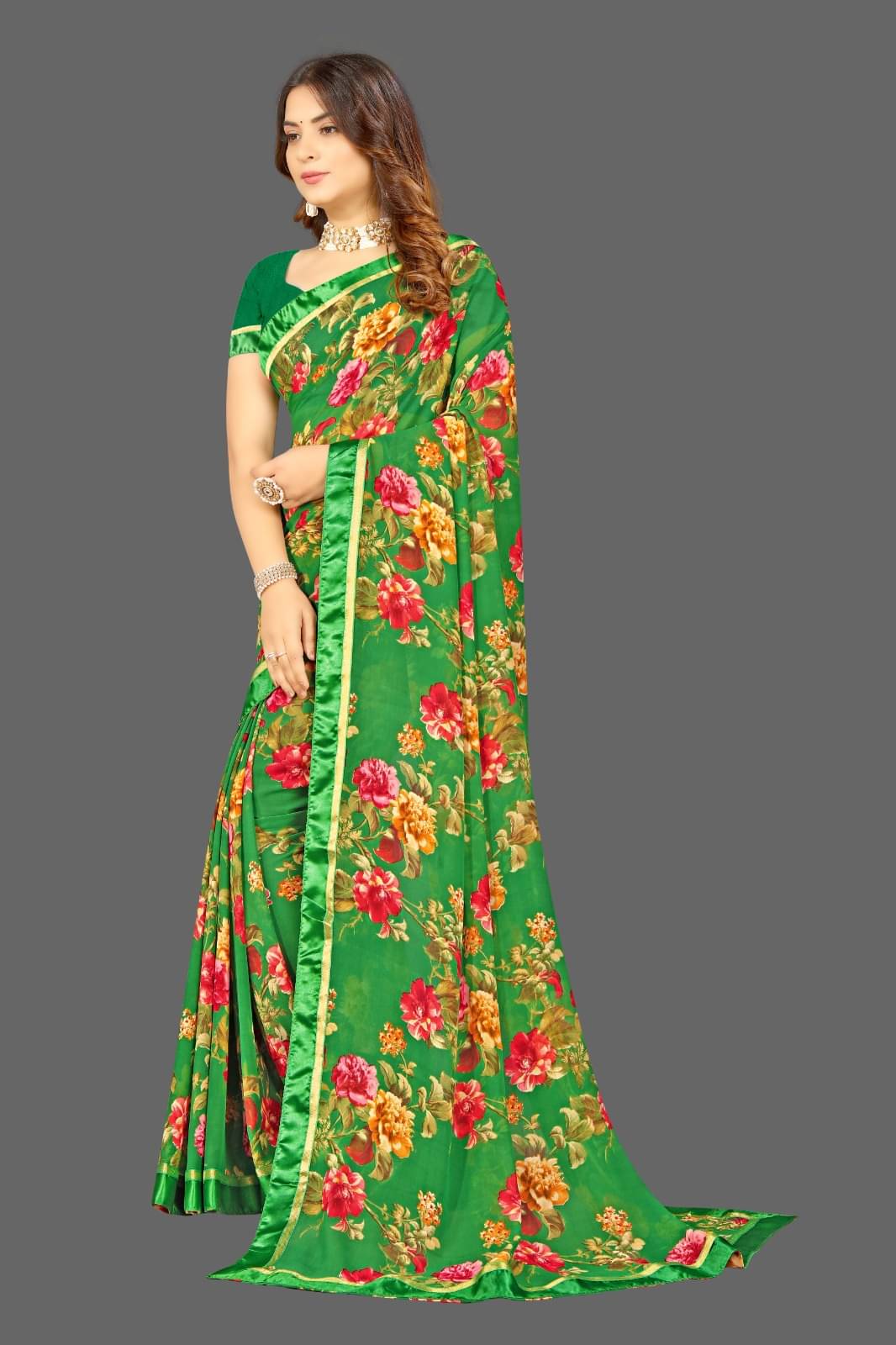 mahalaxmi fab Brasso Printed Saree With Unstitched Blouse Piece ( Green ) mahalaxmi fab Brasso Printed Saree With Unstitched Blouse Piece ( Green )