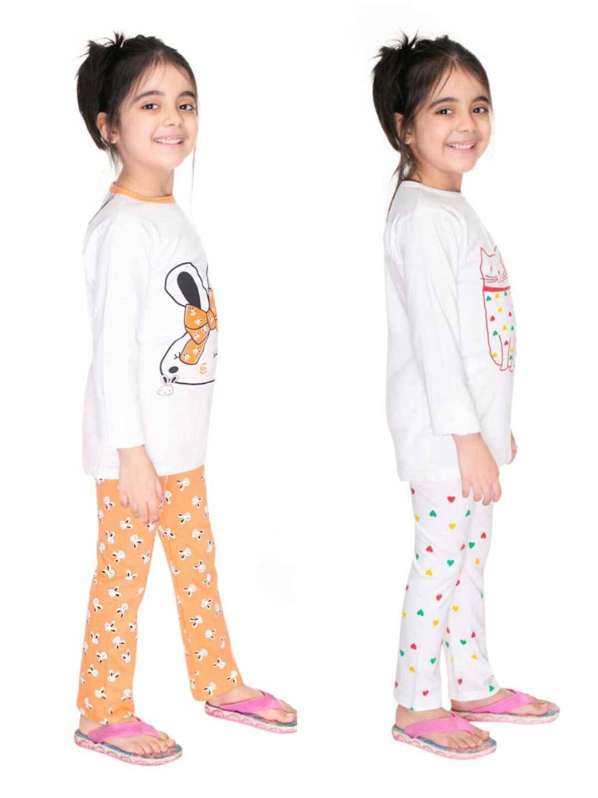 s muktar garments Pack of 2 Baby Girls Cotton Blend Top With Pants ( Multicolor )     			s muktar garments Pack of 2 Baby Girls Cotton Blend Top With Pants ( Multicolor )