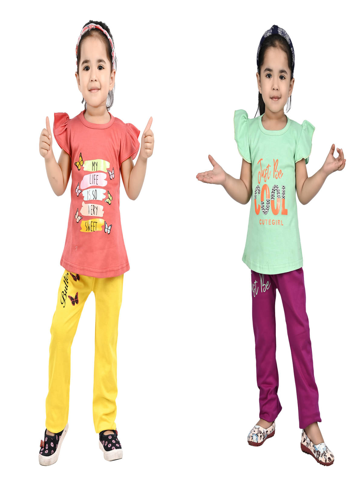     			s muktar garments Pack of 2 Baby Girls Cotton Blend Top With Pants ( Multicolor )