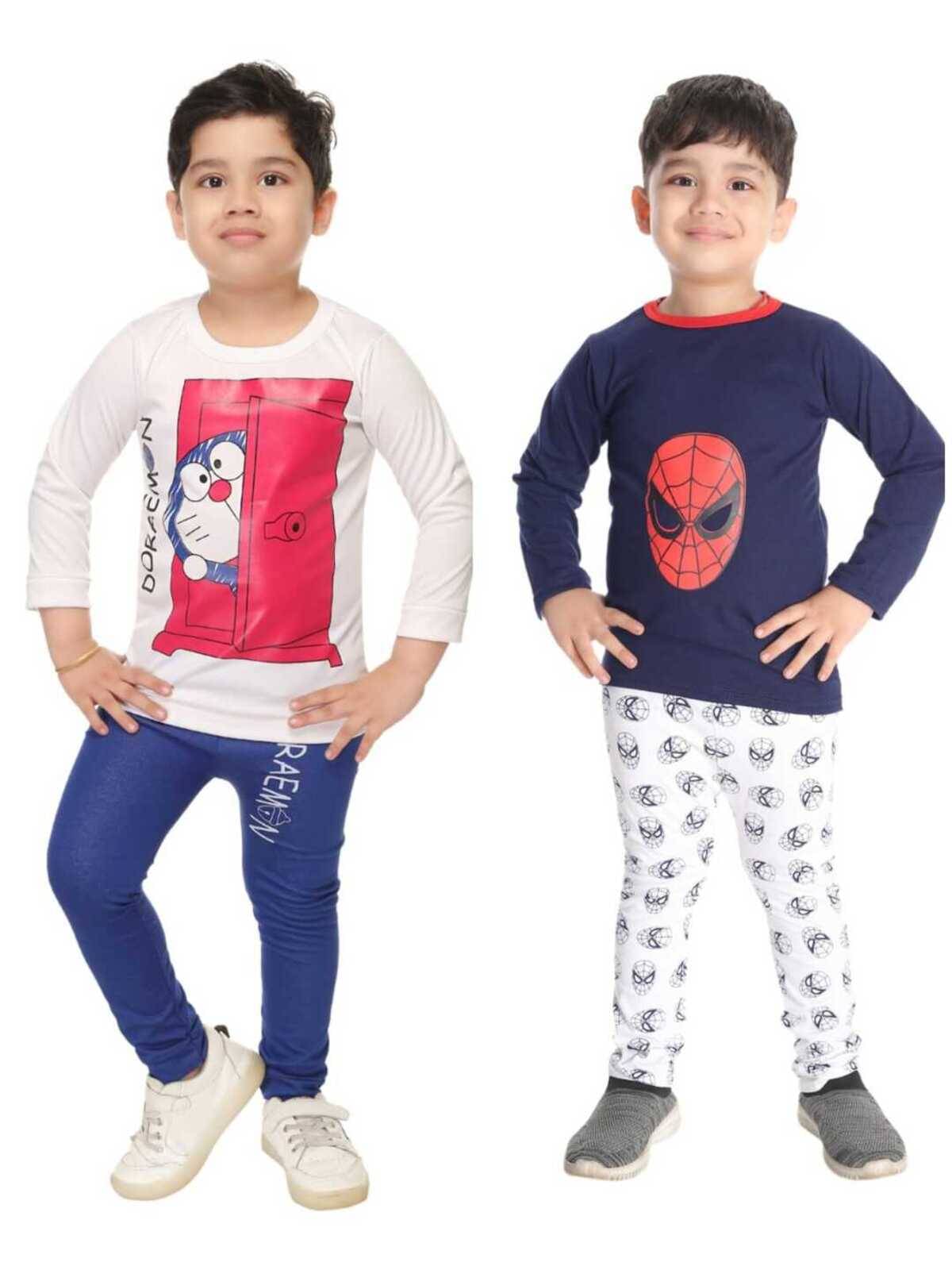 s muktar garments Pack of 2 Baby Boys Cotton Blend T-Shirt & Pants Set ( Multicolor ) s muktar garments Pack of 2 Baby Boys Cotton Blend T-Shirt & Pants Set ( Multicolor )
