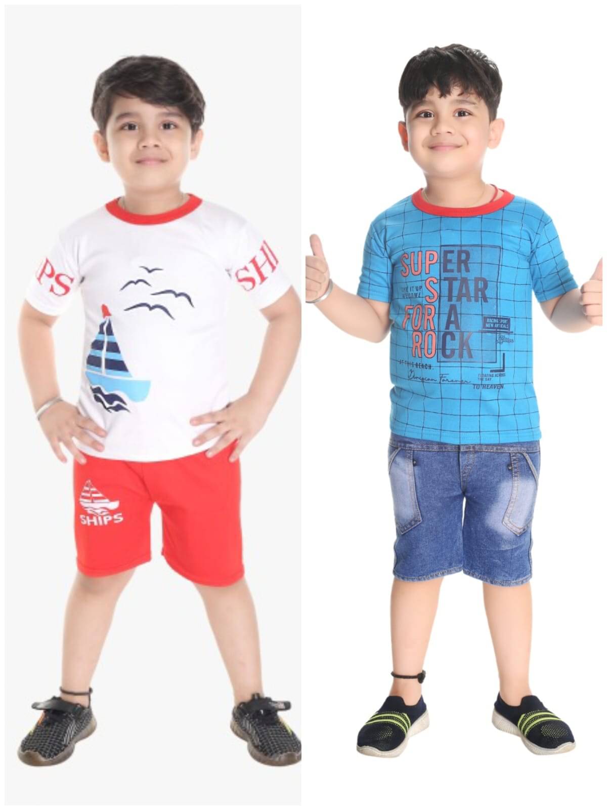 s muktar garments Pack of 2 Baby Boys Cotton Blend T-Shirt & Shorts Set ( Multicolor ) s muktar garments Pack of 2 Baby Boys Cotton Blend T-Shirt & Shorts Set ( Multicolor )