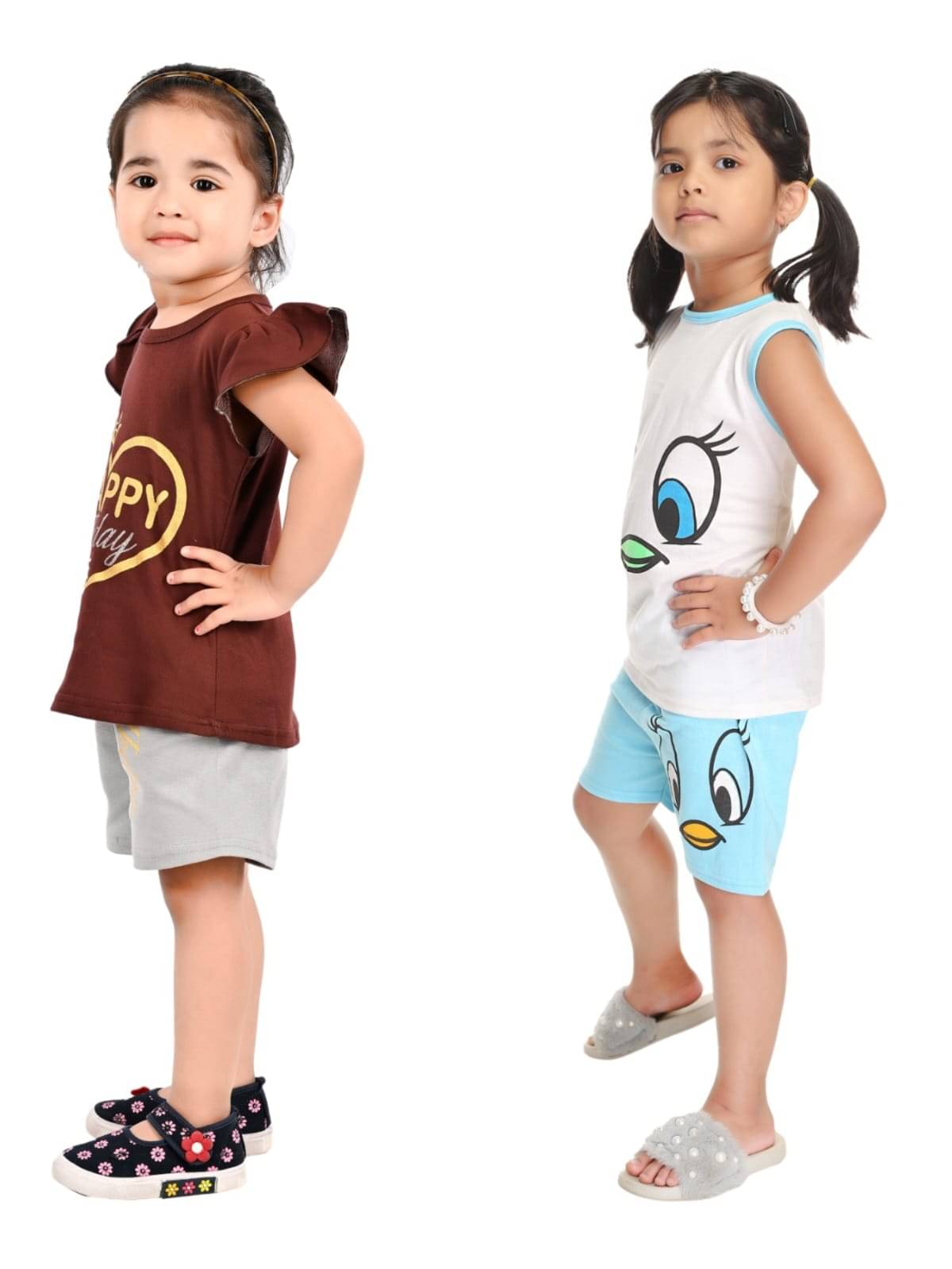 s muktar garments Pack of 2 Baby Girls Cotton Blend Top With Shorts ( Multicolor ) s muktar garments Pack of 2 Baby Girls Cotton Blend Top With Shorts ( Multicolor )