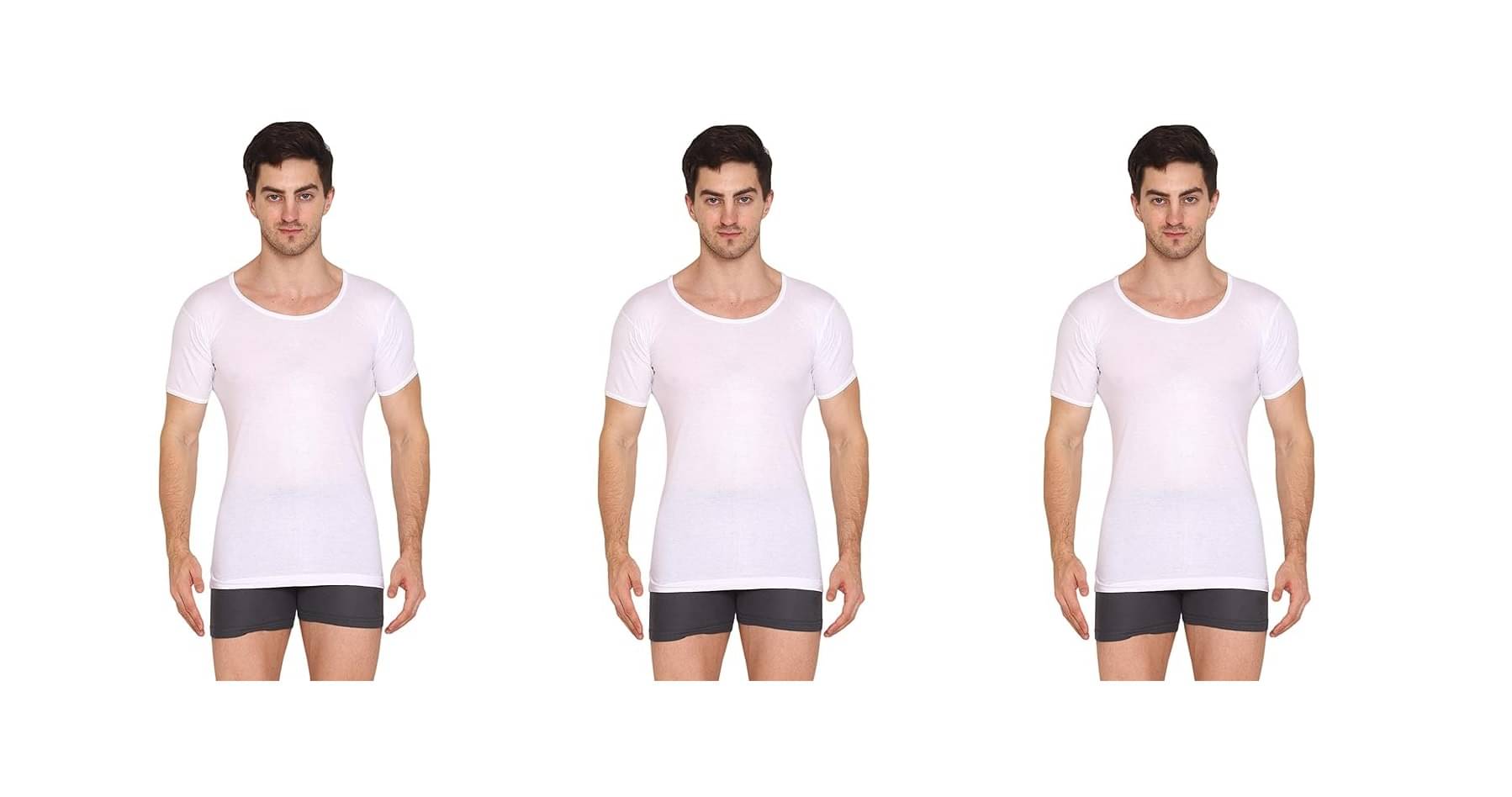 D1 DIFFERENT ONE Pack of 3 Cotton Basic Vest For Men ( White ) D1 DIFFERENT ONE Pack of 3 Cotton Basic Vest For Men ( White )