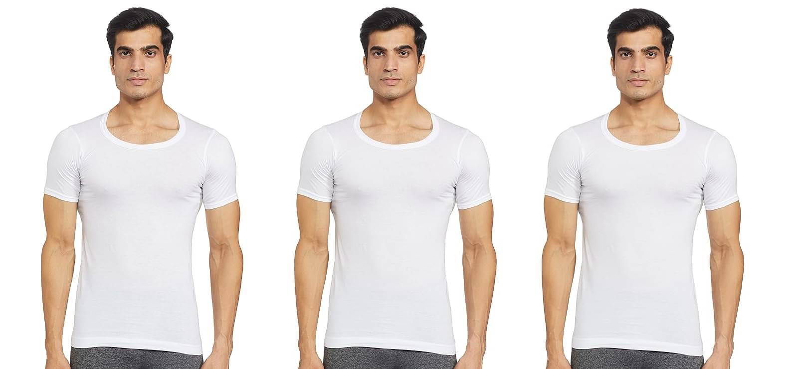 D1 DIFFERENT ONE Pack of 3 Cotton Basic Vest For Men ( White ) D1 DIFFERENT ONE Pack of 3 Cotton Basic Vest For Men ( White )