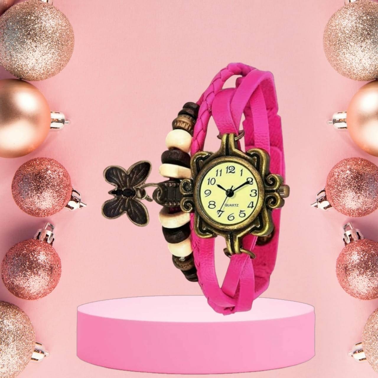     			DECLASSE Pink Leather Analog Womens Watch