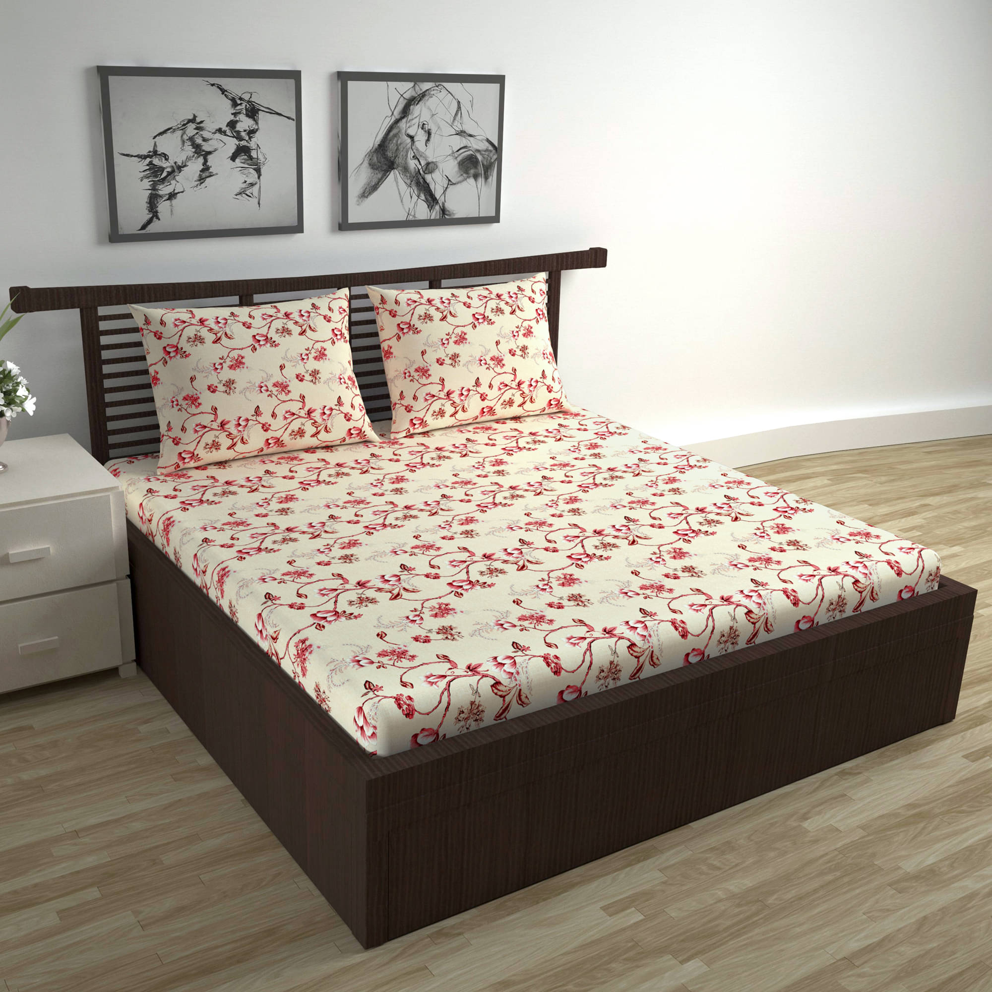     			DIVINE CASA Cotton 2 Double Bedsheet with 2 Pillow Covers ( Beige )
