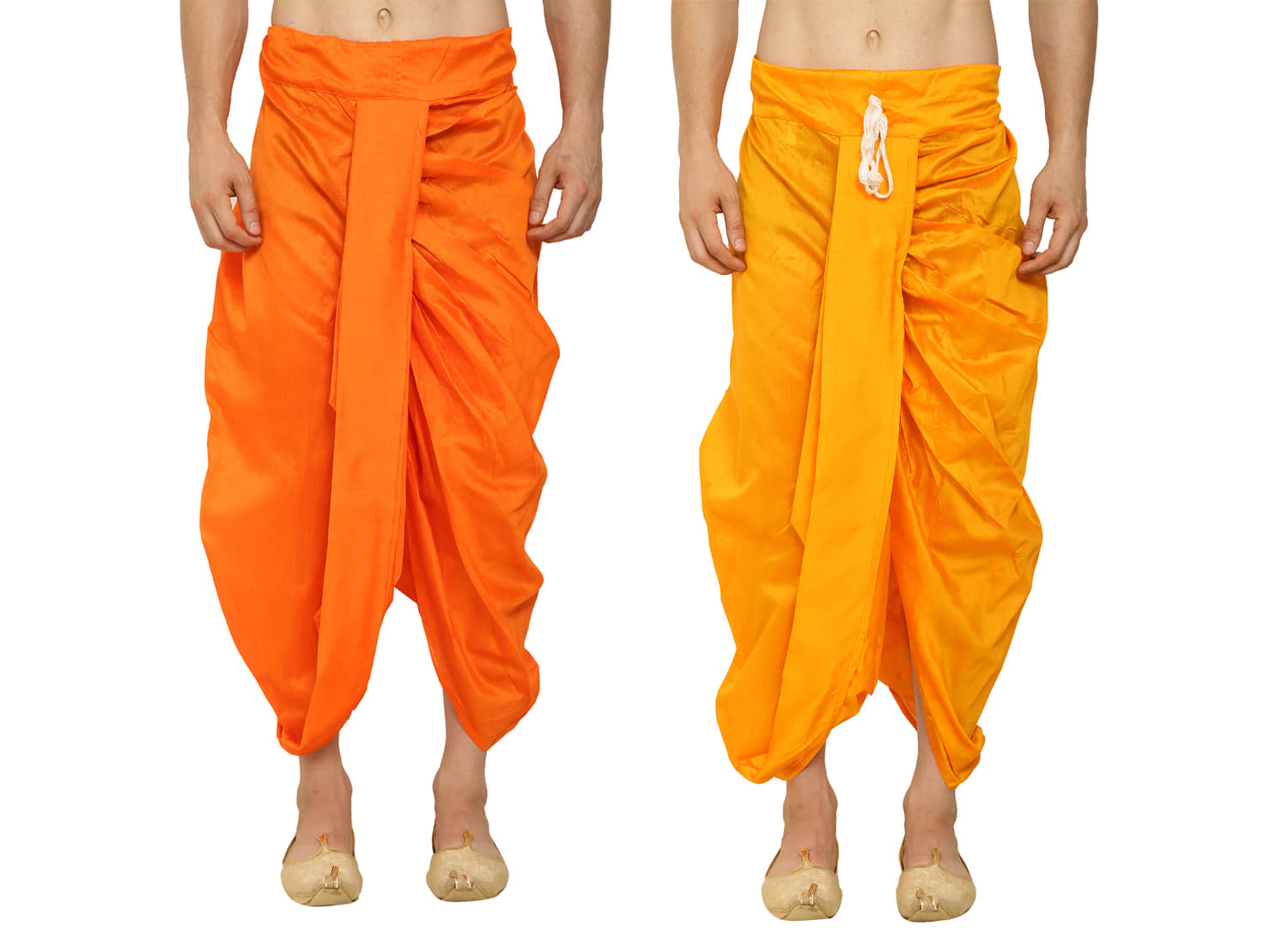 FANZI Silk Men's Dhoti Yellow ( Pack of 2 )