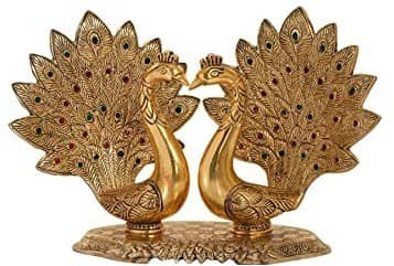 Fashion Bizz Pair Of Kissing Peacock Metal Decorative Showpiece - 17 cm