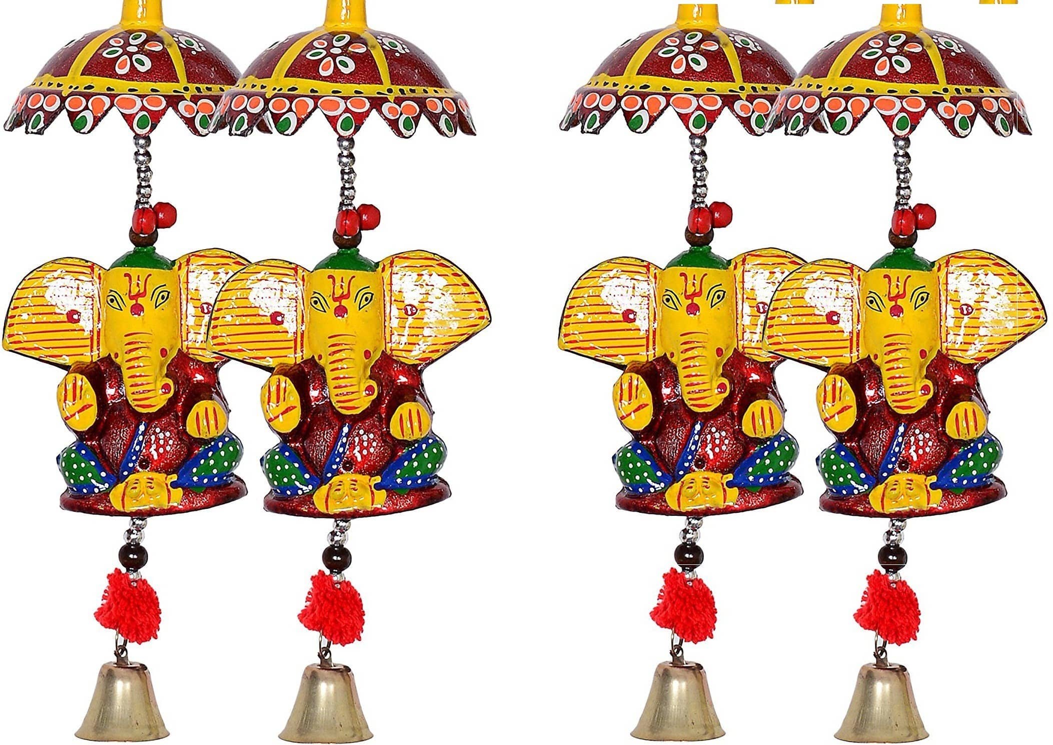 Fashion Bizz 2 Pair 'Decorative Ganesha Bell | Jhalar Ganesh| Decorative Showpiece - 20 cm