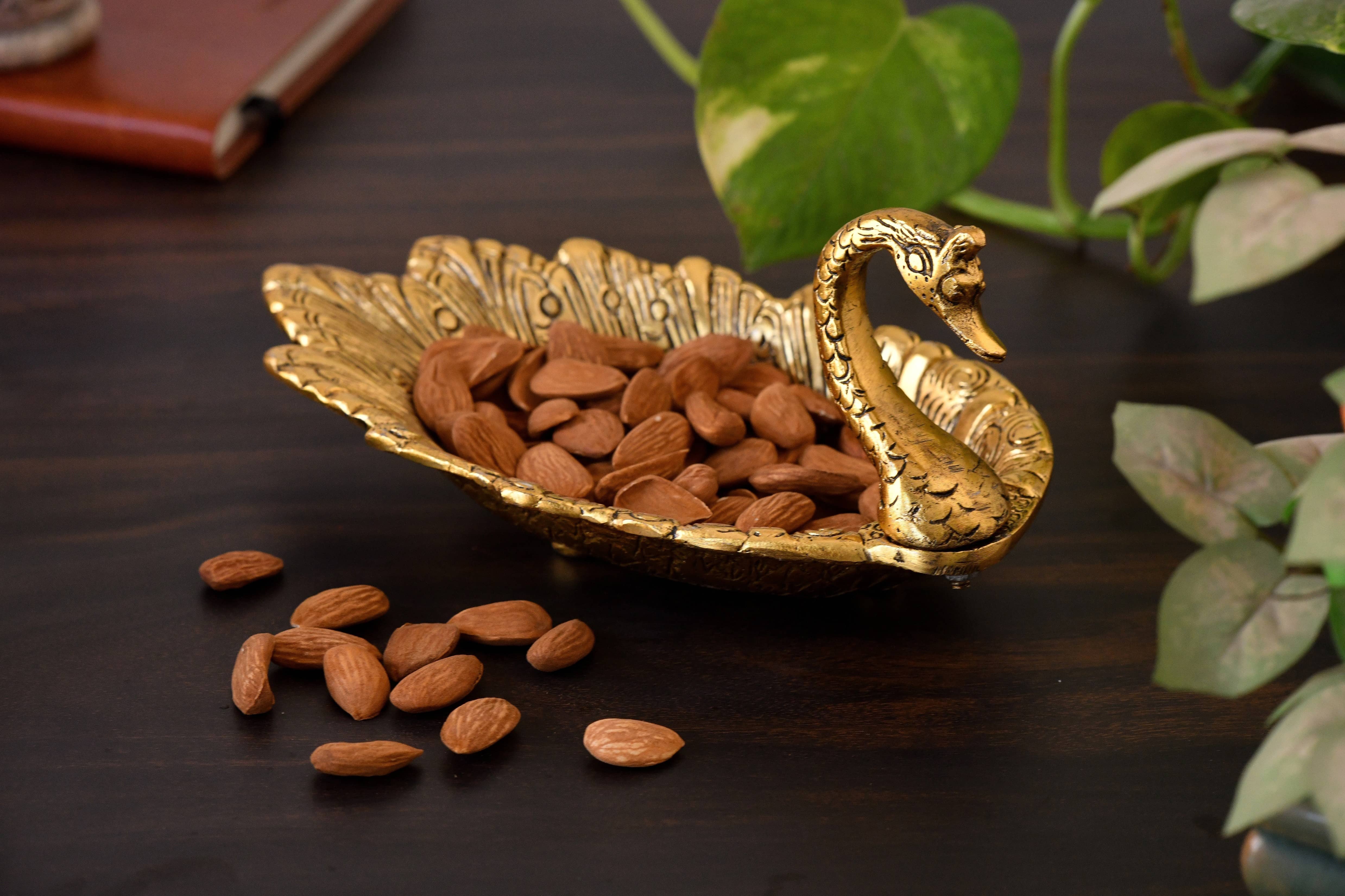 Fashion Bizz Duck Shape Design Gold Plated Metal Tray/Bowl For Table - 9 cm