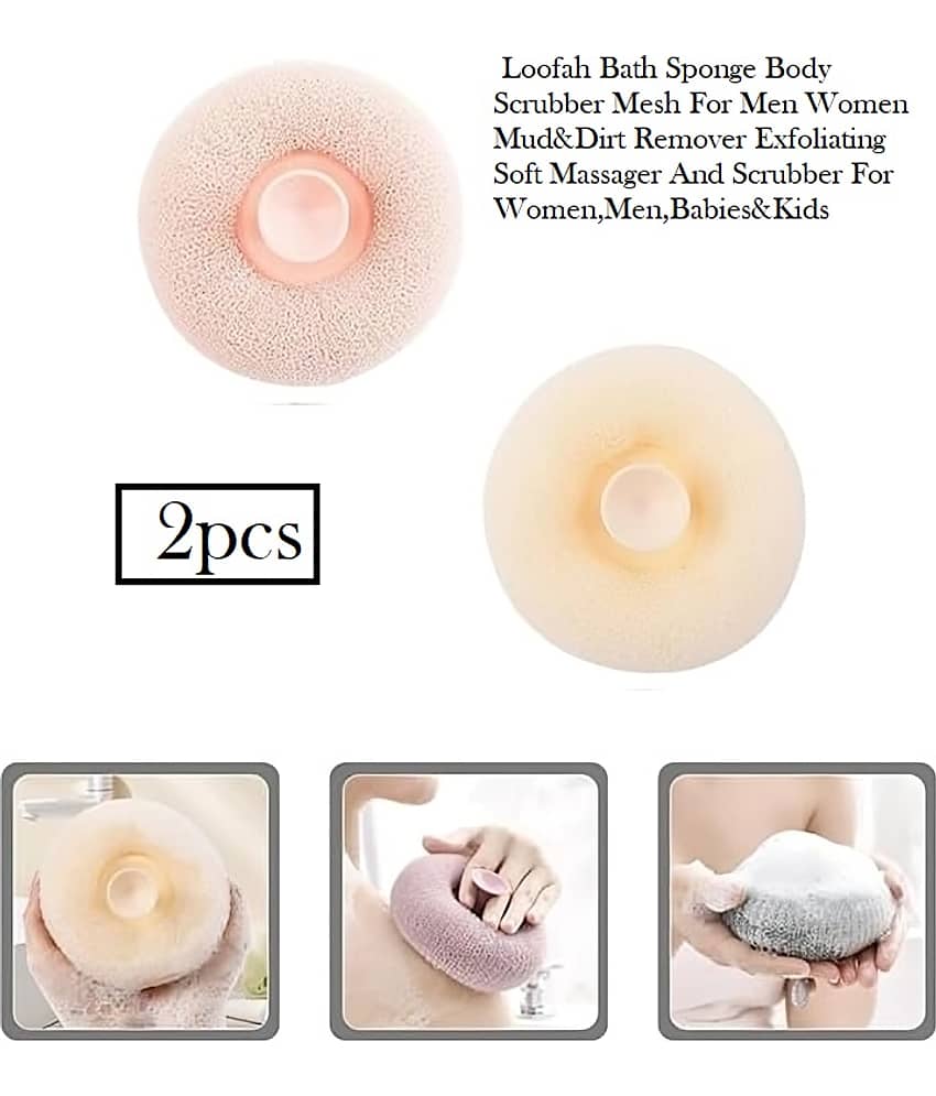 Multicolour Loofah Body Scrubber Shower Puffs with Suction Cup for Men and Women (2 pcs) - Body Care - Loofah and Other Tools | Buy online on ZillyBuy