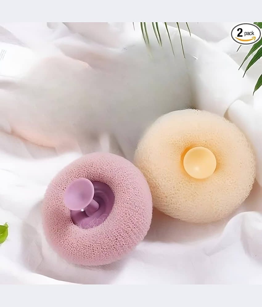 Multicolour Loofah Body Scrubber Shower Puffs with Suction Cup for Men and Women (2 Pcs) - Body Care - Loofah and Other Tools | Buy online on ZillyBuy