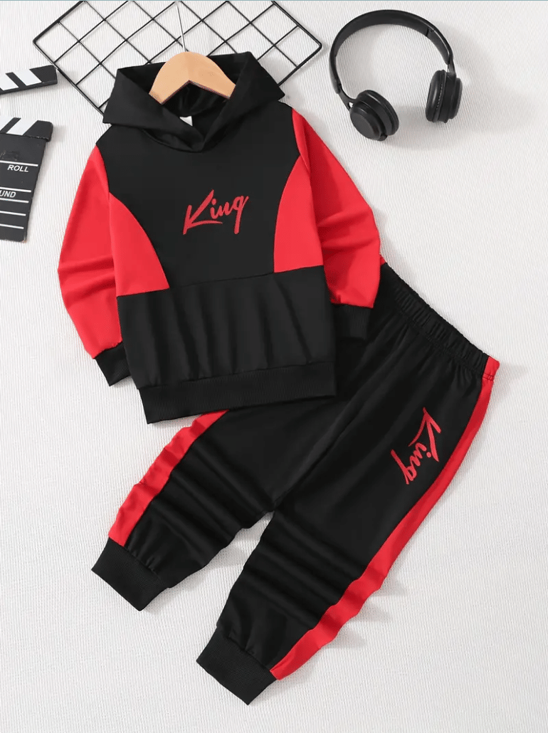     			Hikuj Pack of 1 Boys Cotton Blend T-Shirt & Pants Set ( Red )