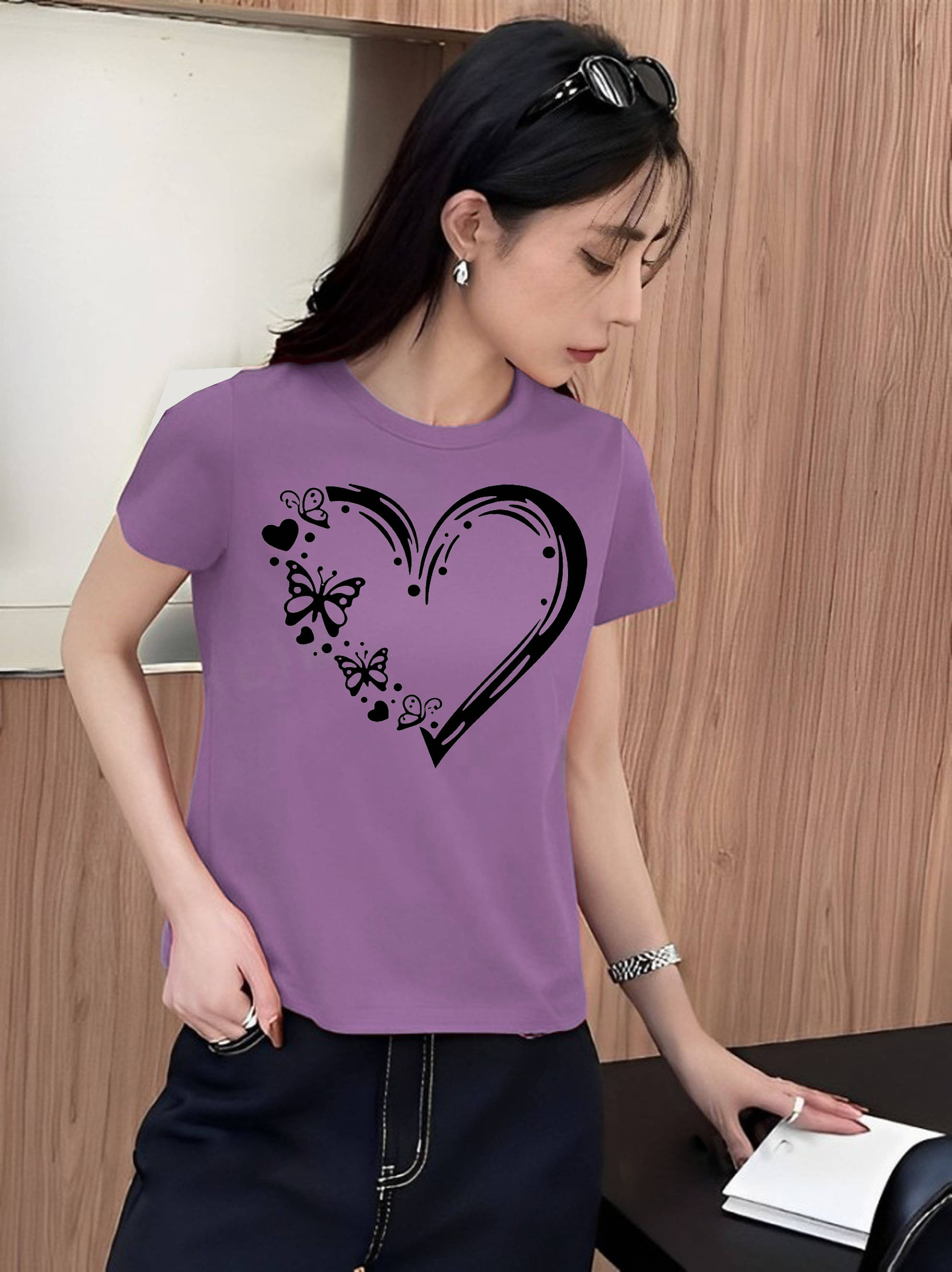     			Kintu Parantu Purple Polyester Tees - Single