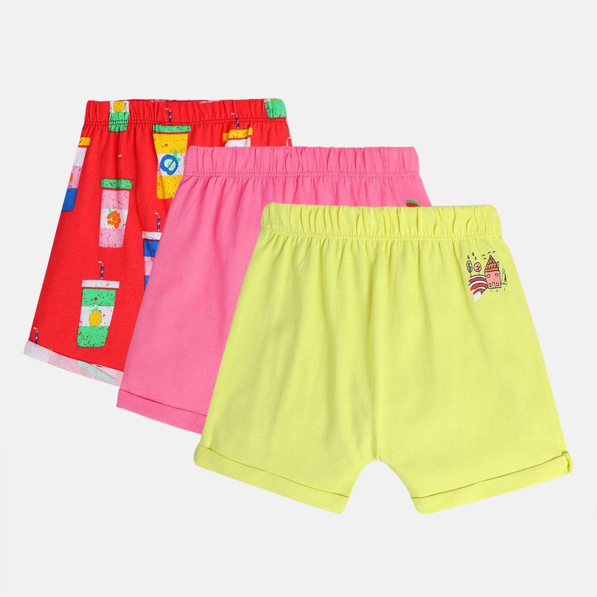     			MINI KLUB Pack of 3 Baby Girls Cotton Shorts ( Multicolor )