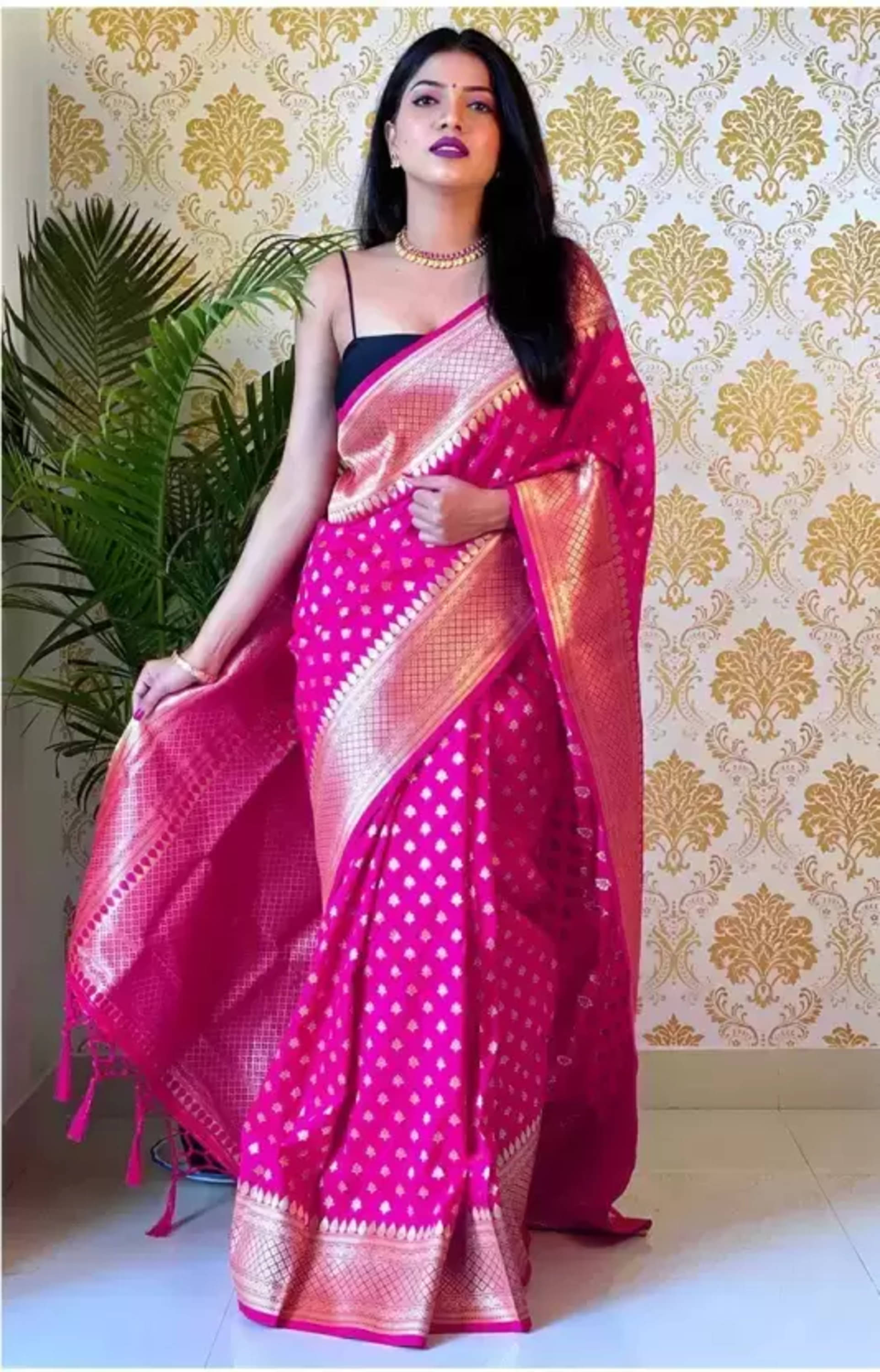     			NENCY FASHIONS Kanjivaram Silk Woven Saree With Unstitched Blouse Piece ( Pink )