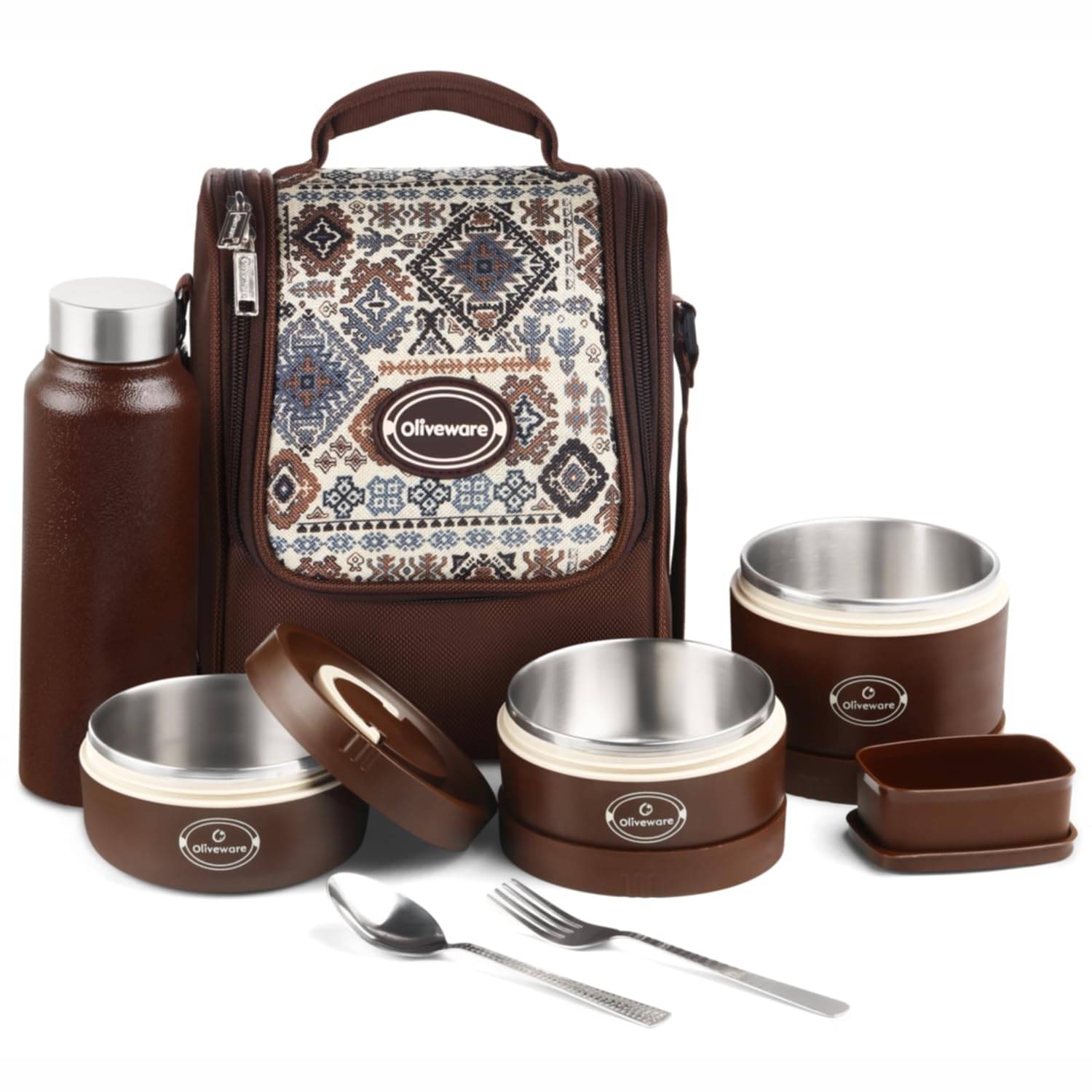     			Oliveware Teso Musk Stainless Steel Lunch Box 3 - Container ( Pack of 1 )