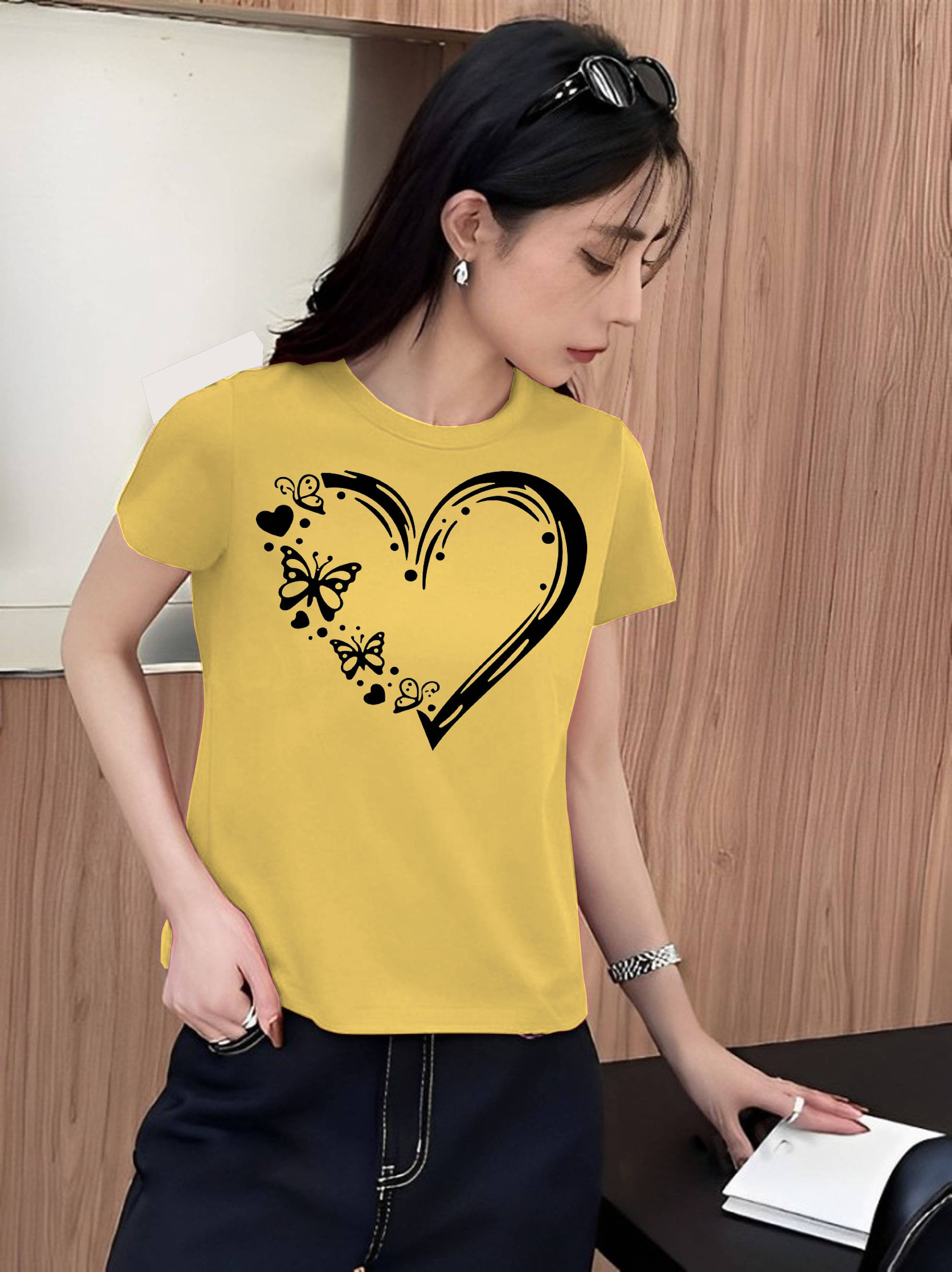     			Parona Mustard Polyester Tees - Single