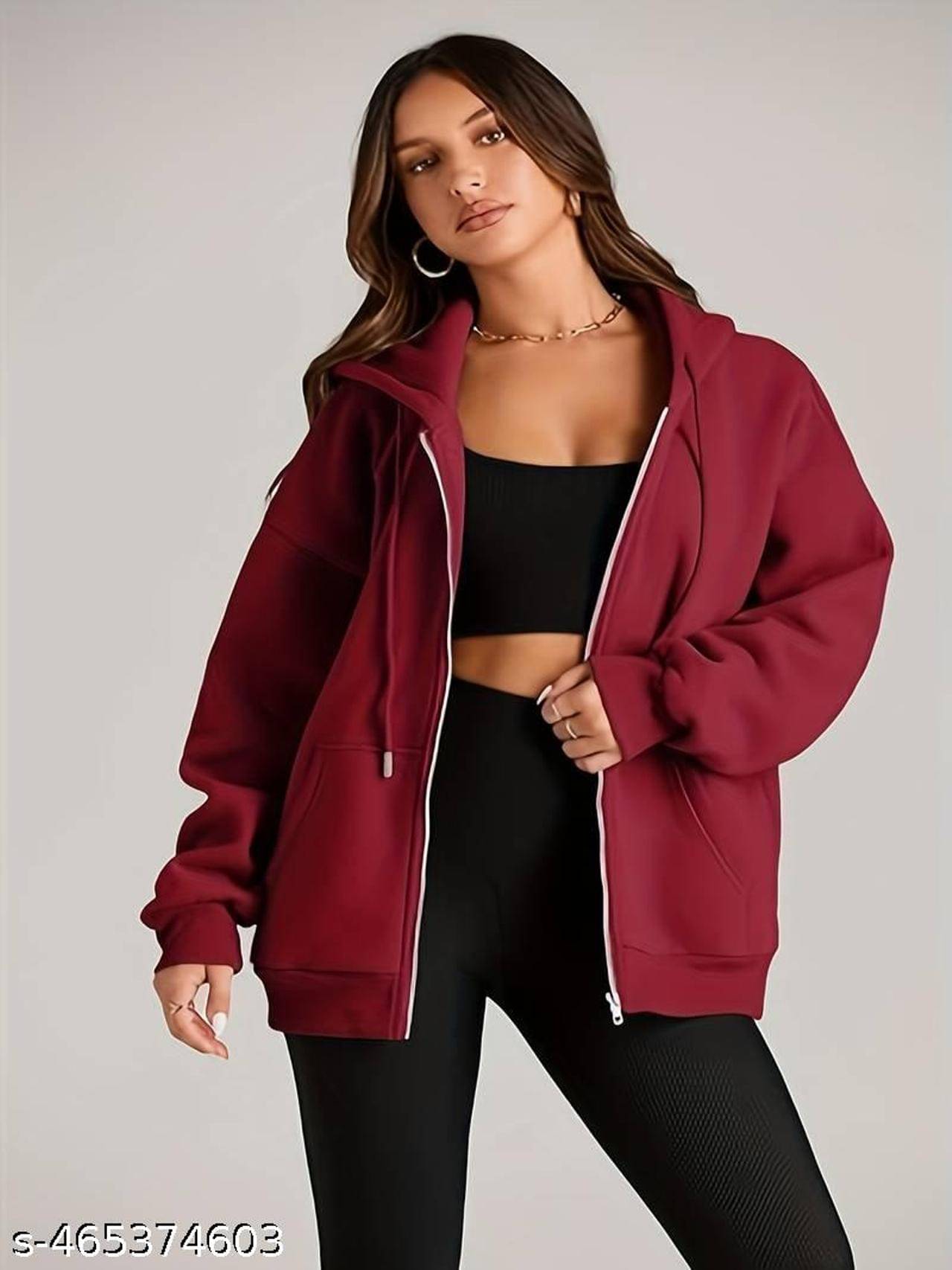     			REAL STYLE - Fleece Maroon Jackets