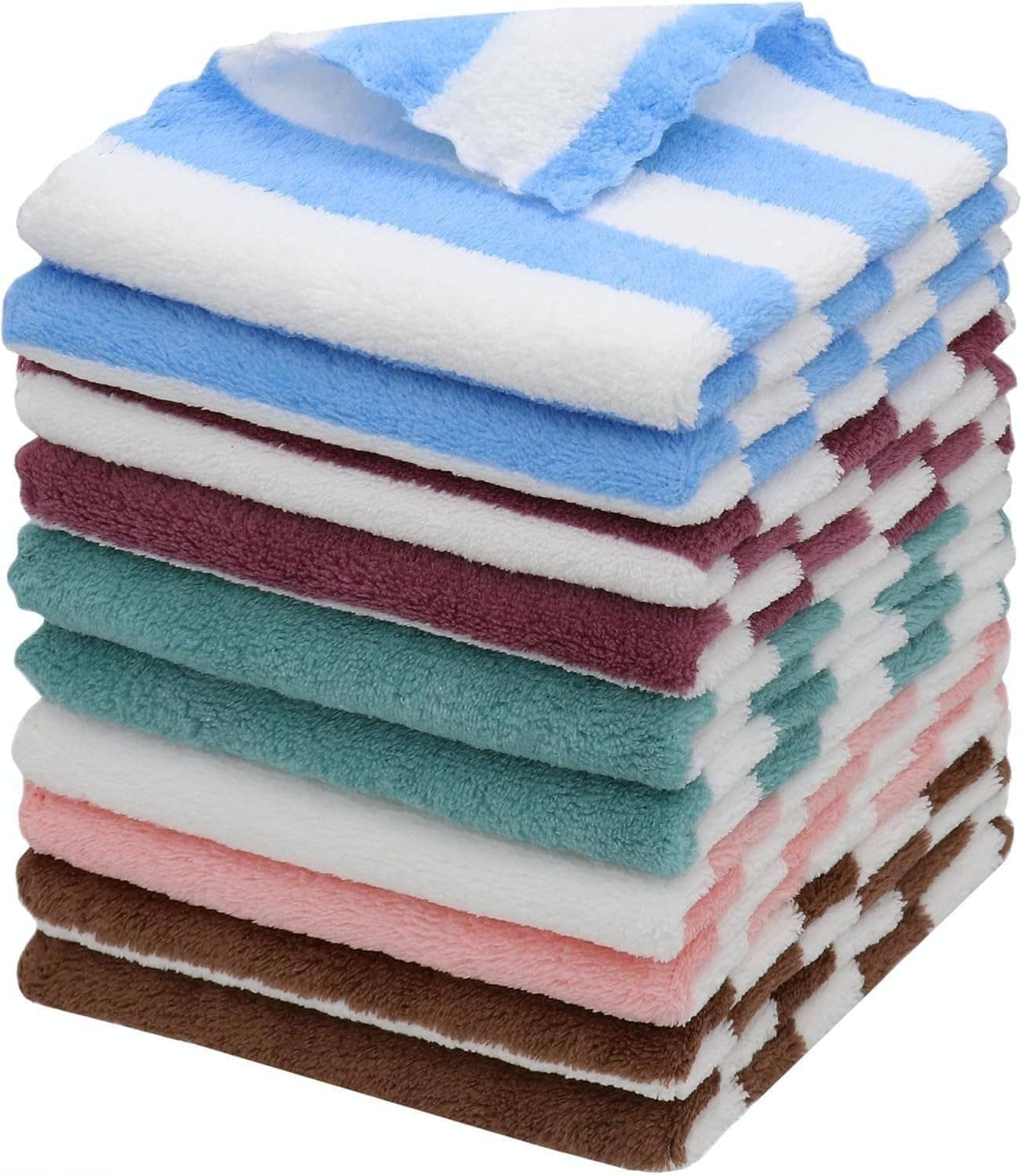 Suraj Enterprises Microfibre Striped Face Towel 301-350 GSM ( Pack of 6 ) - Multicolor - Towels | Buy online on ZillyBuy