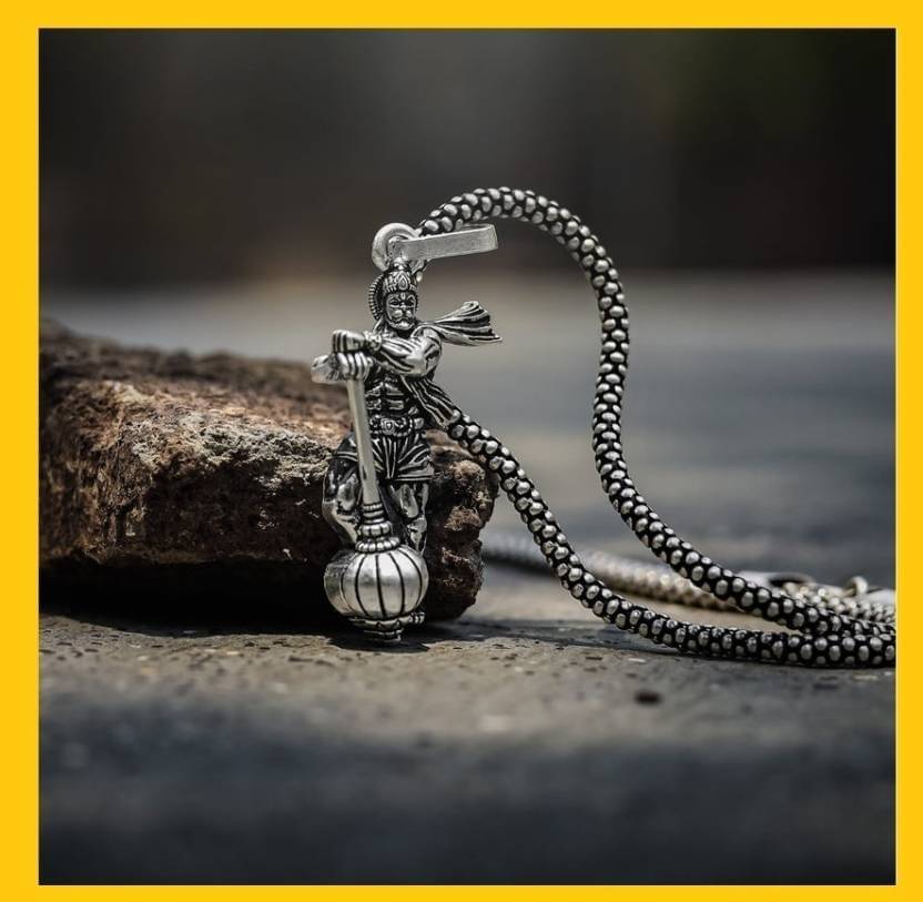     			WTM Silver Chain With Bahubali Hanuman Ji Pendant (Pack of 1)