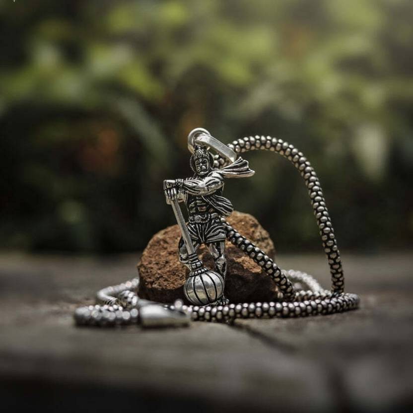     			WTM Silver Chain With Bahubali Hanuman Ji Pendant (Pack of 1)
