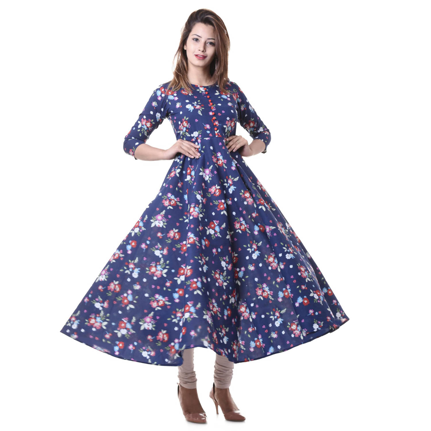 Yash Gallery Pack of 1 Rayon Printed Anarkali Women's Kurti - ( Black ) Yash Gallery Pack of 1 Rayon Printed Anarkali Women's Kurti - ( Black )