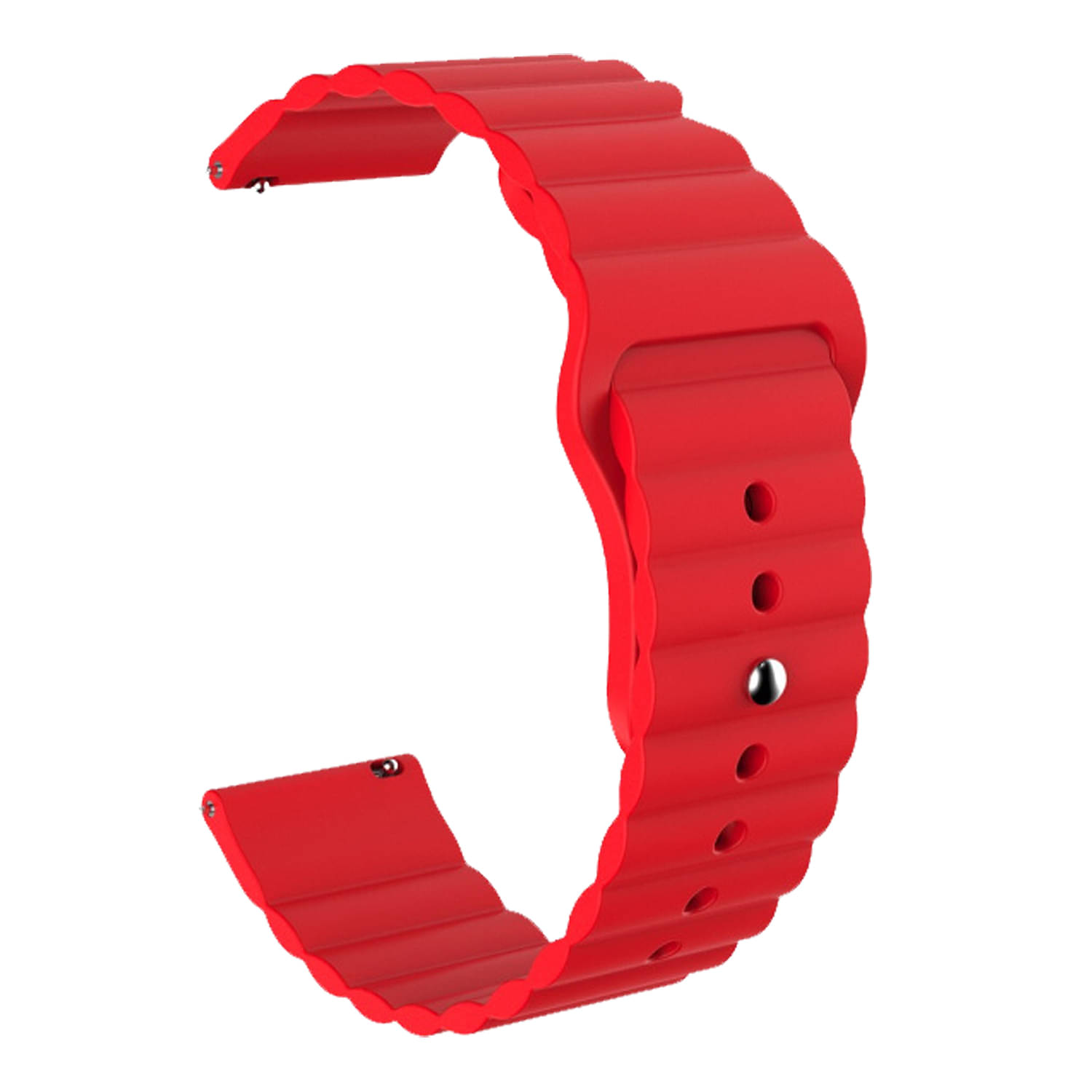     			ACM Watch Strap Wave Design Silicone Belt 22mm compatible with Pebble Axis Smartwatch Sports Band Red