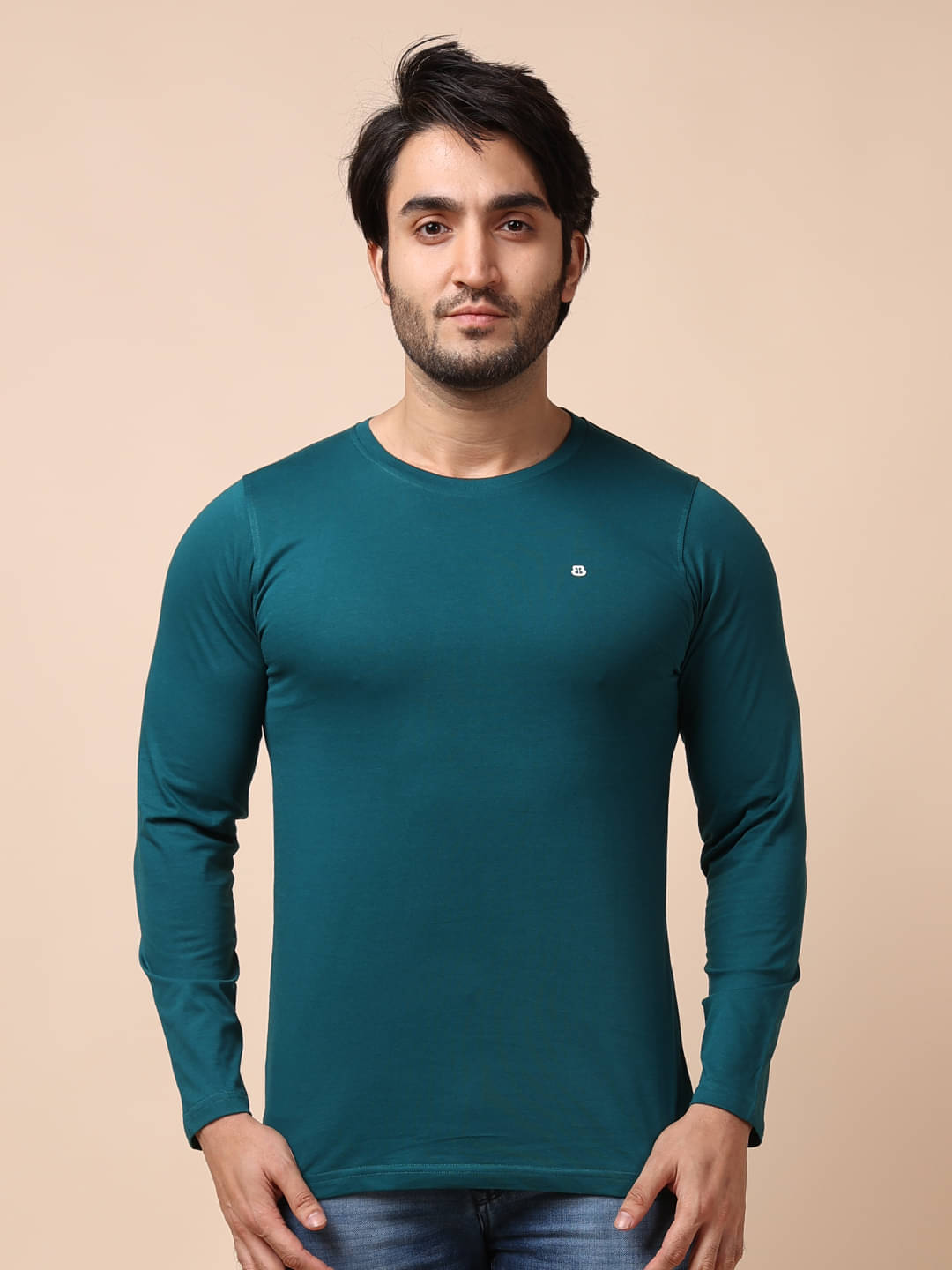 BERRYBLUES 100% Cotton Regular Fit Solid Full Sleeves Men's Round T-Shirt - Green ( Pack of 1 ) BERRYBLUES 100% Cotton Regular Fit Solid Full Sleeves Men's Round T-Shirt - Green ( Pack of 1 )