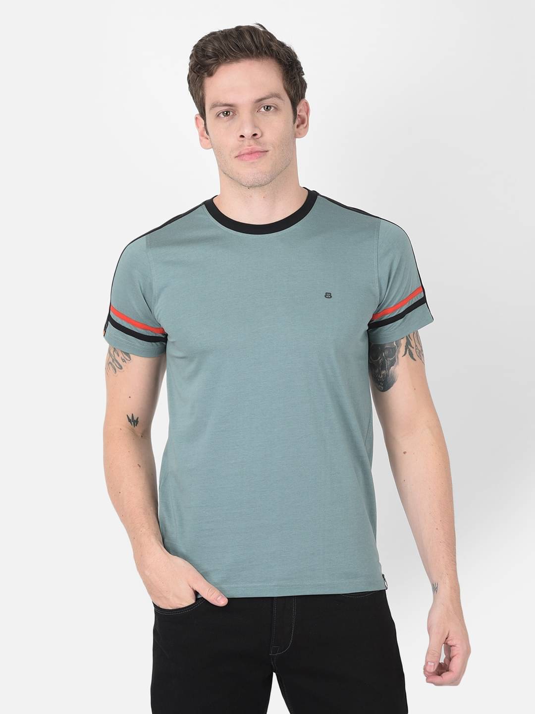 BERRYBLUES 100% Cotton Regular Fit Colorblock Half Sleeves Men's Round T-Shirt - Olive Green ( Pack of 1 ) BERRYBLUES 100% Cotton Regular Fit Colorblock Half Sleeves Men's Round T-Shirt - Olive Green ( Pack of 1 )