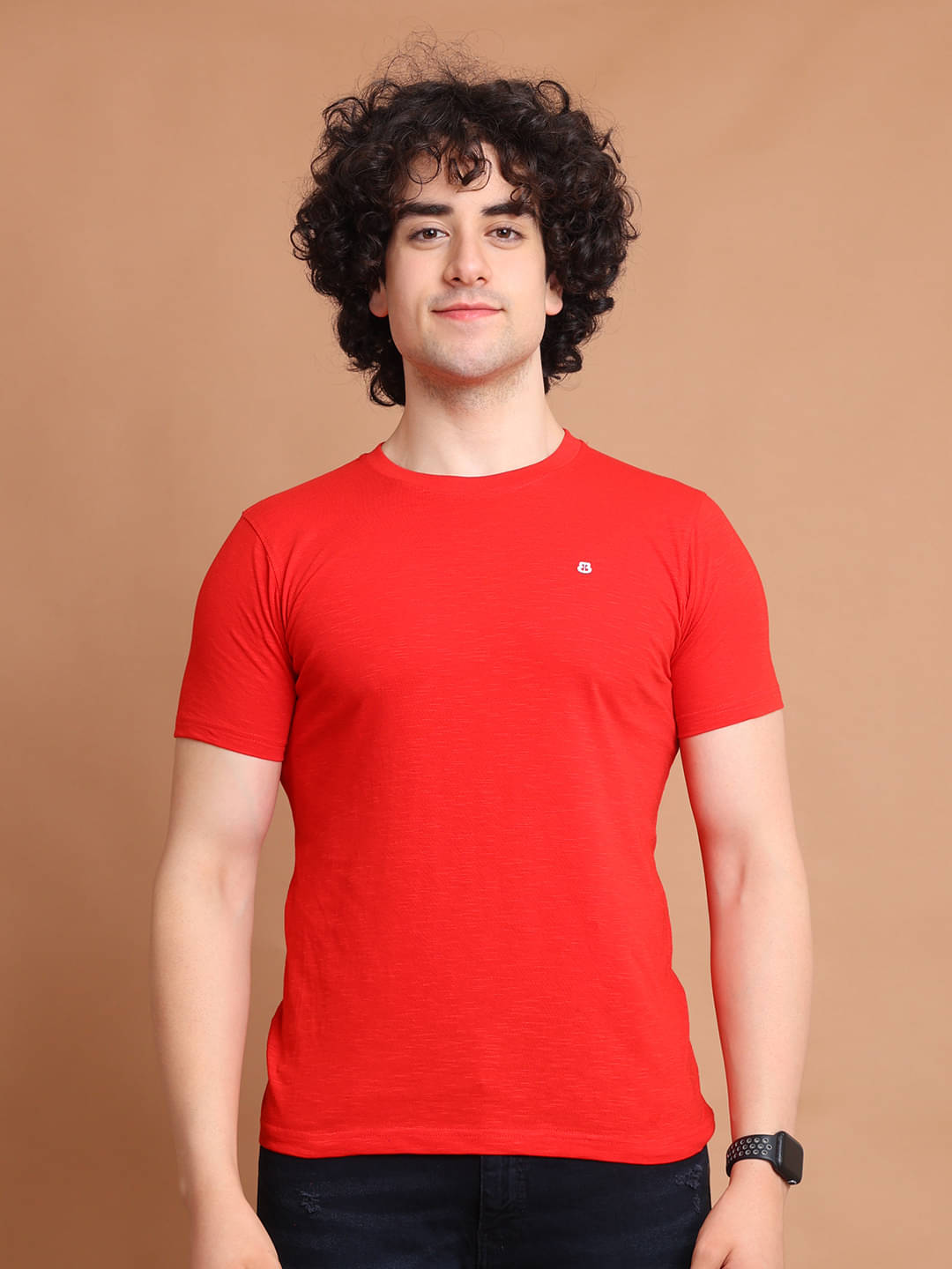 BERRYBLUES 100% Cotton Regular Fit Solid Half Sleeves Men's Round T-Shirt - Red ( Pack of 1 ) BERRYBLUES 100% Cotton Regular Fit Solid Half Sleeves Men's Round T-Shirt - Red ( Pack of 1 )