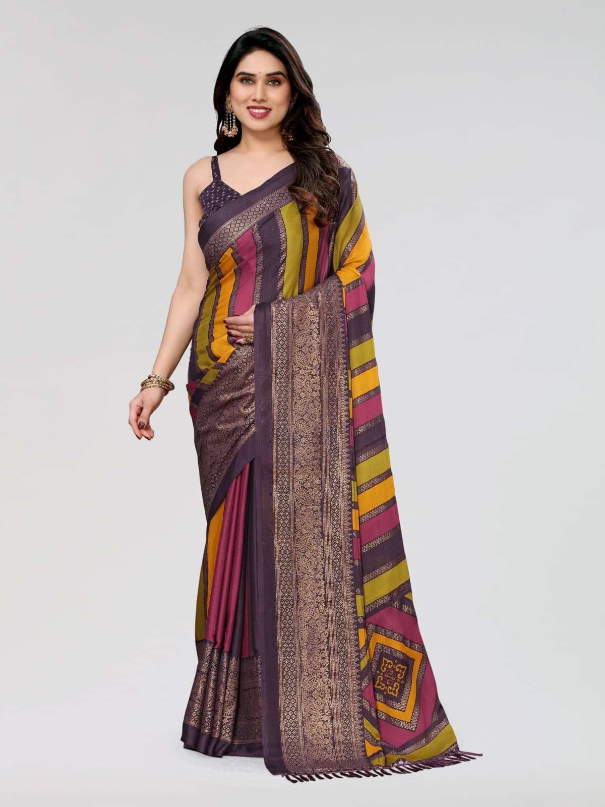 BLEESBURY Chiffon Printed Saree With Unstitched Blouse Piece ( Multicolor8 ) BLEESBURY Chiffon Printed Saree With Unstitched Blouse Piece ( Multicolor8 )