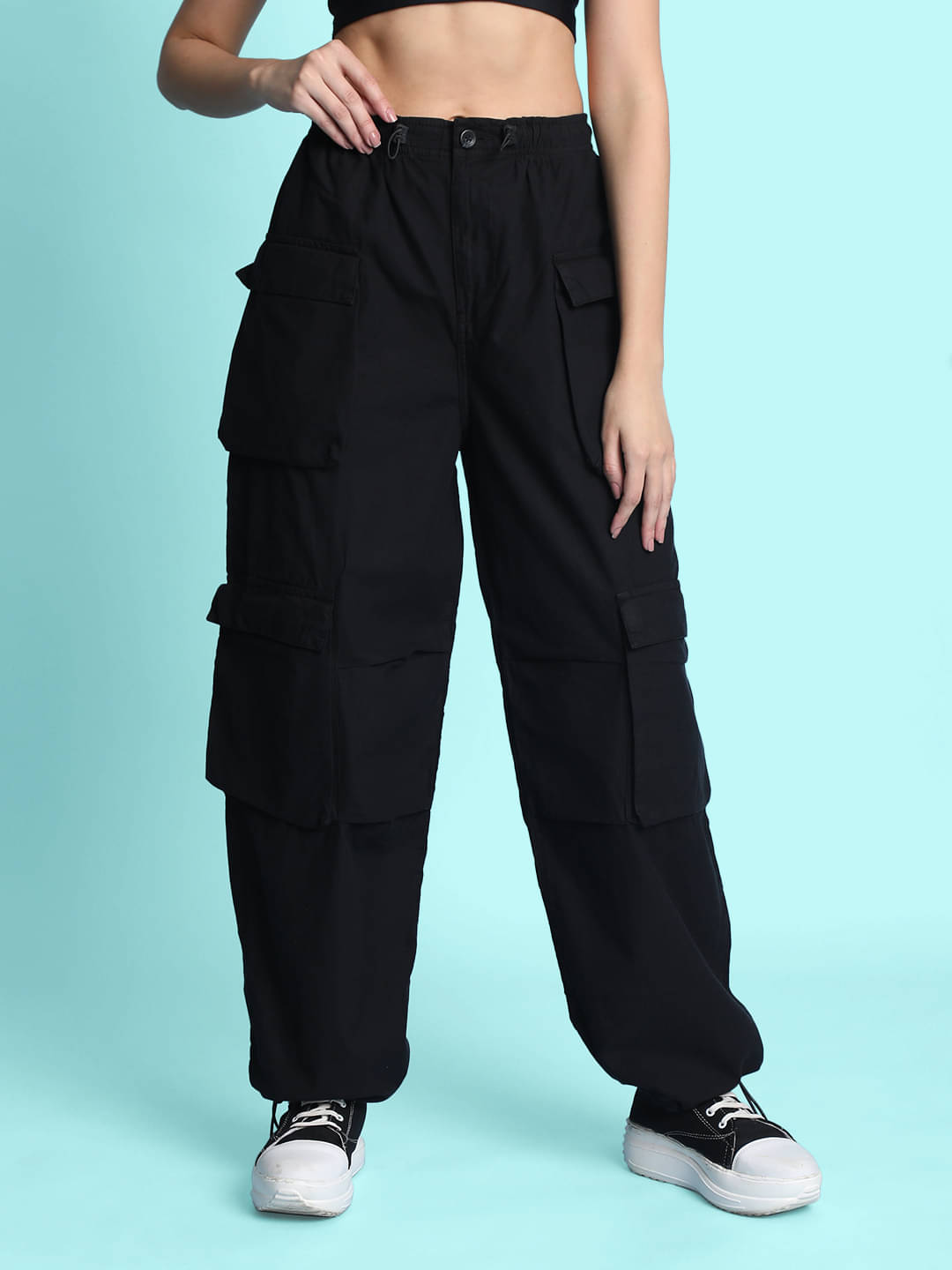     			Bene Kleed Pack of 1 Cotton Parachute Women's Cargo Pants ( Black )