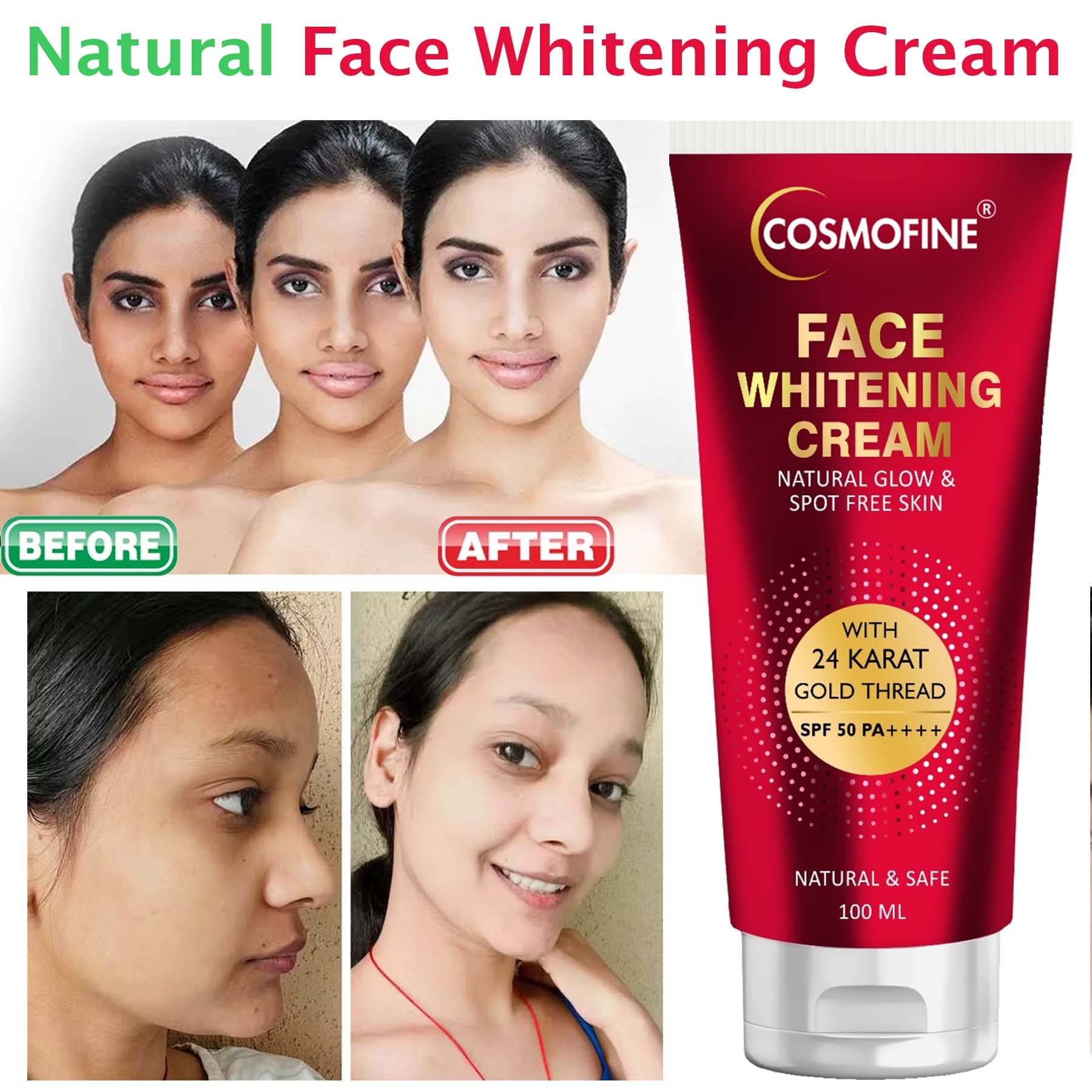     			COSMOFINE Face Whitening Cream, Goree Whitening Cream Day Cream All Skin Type Kesar (100 ml)