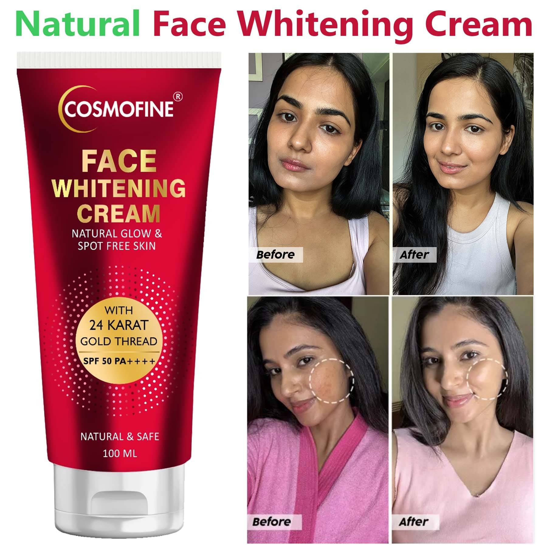     			COSMOFINE White Face Cream, Goree Whitening Cream Day Cream All Skin Type Kesar (100 ml)