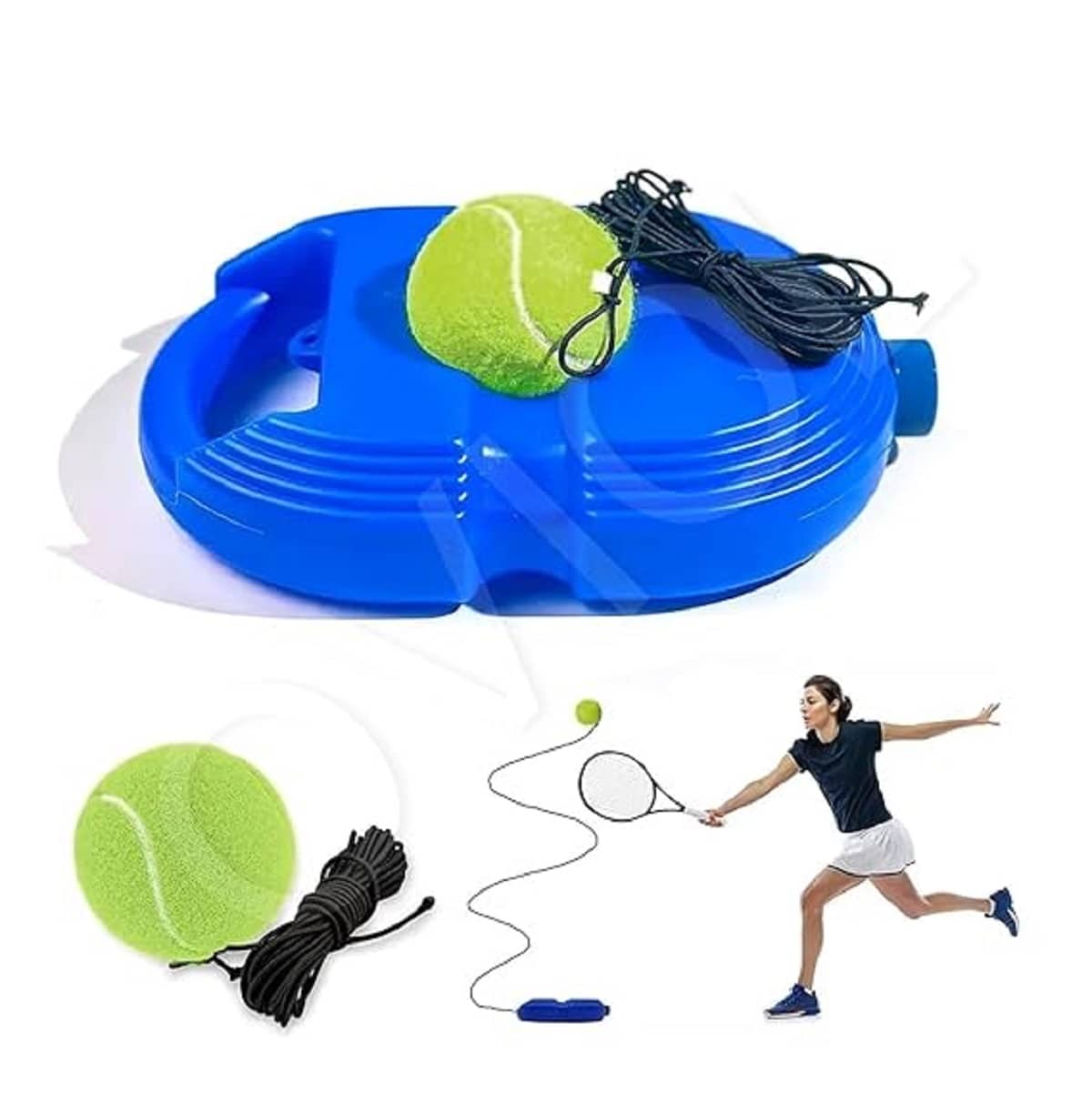 DENFE Tennis Trainer Rebound Ball with String Solo Tennis Trainer Set Self Tennis Practice Ball with String Cricket Trainer Rebound Ball with Rope Fill Sand or Water