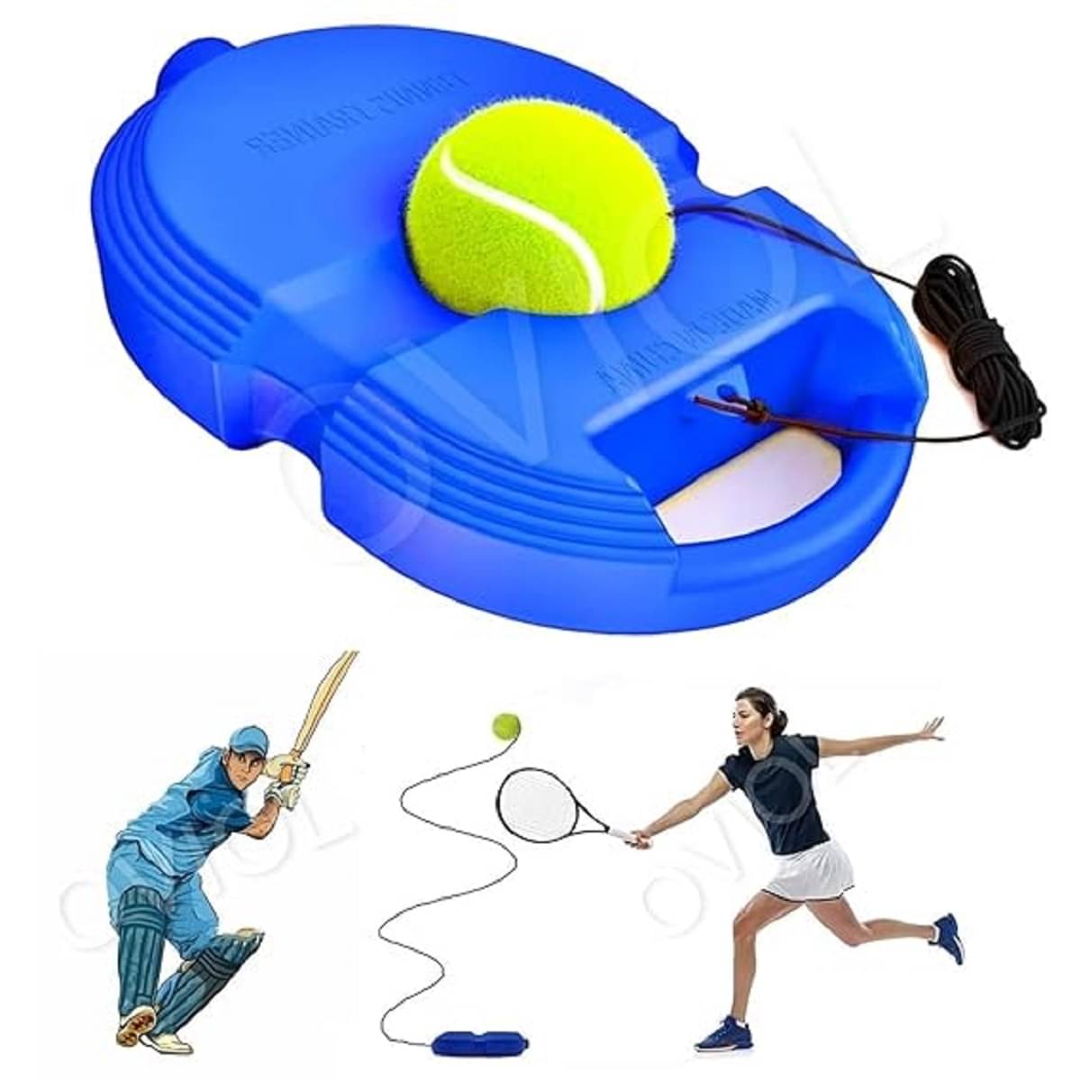     			DENFE Tennis Trainer Rebound Ball with String Solo Tennis Trainer Set Self Tennis Practice Ball with String Cricket Trainer Rebound Ball with Rope Fill Sand or Water