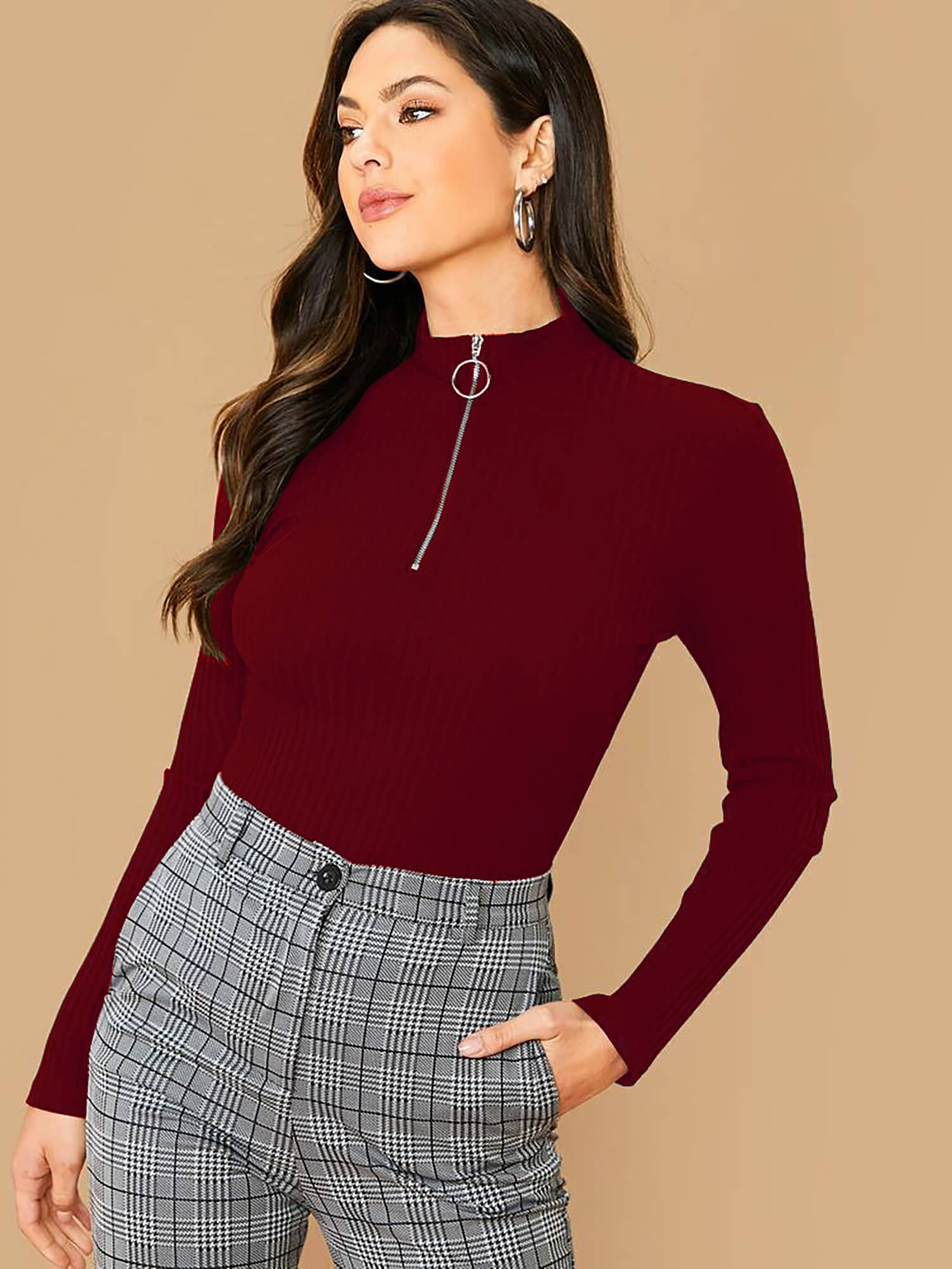 Dream Beauty Fashion Women's Polyester Regular Top ( Maroon )