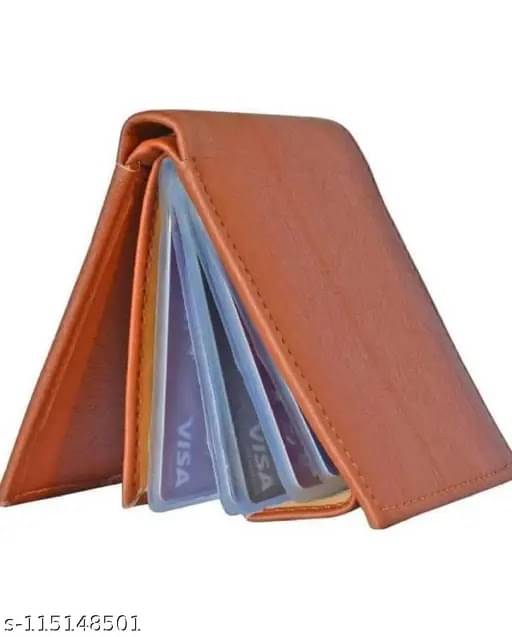     			HABIBI PU Solid Men's Two Fold Wallet With 9 Slots For Card ( Tan , Pack of 1 )
