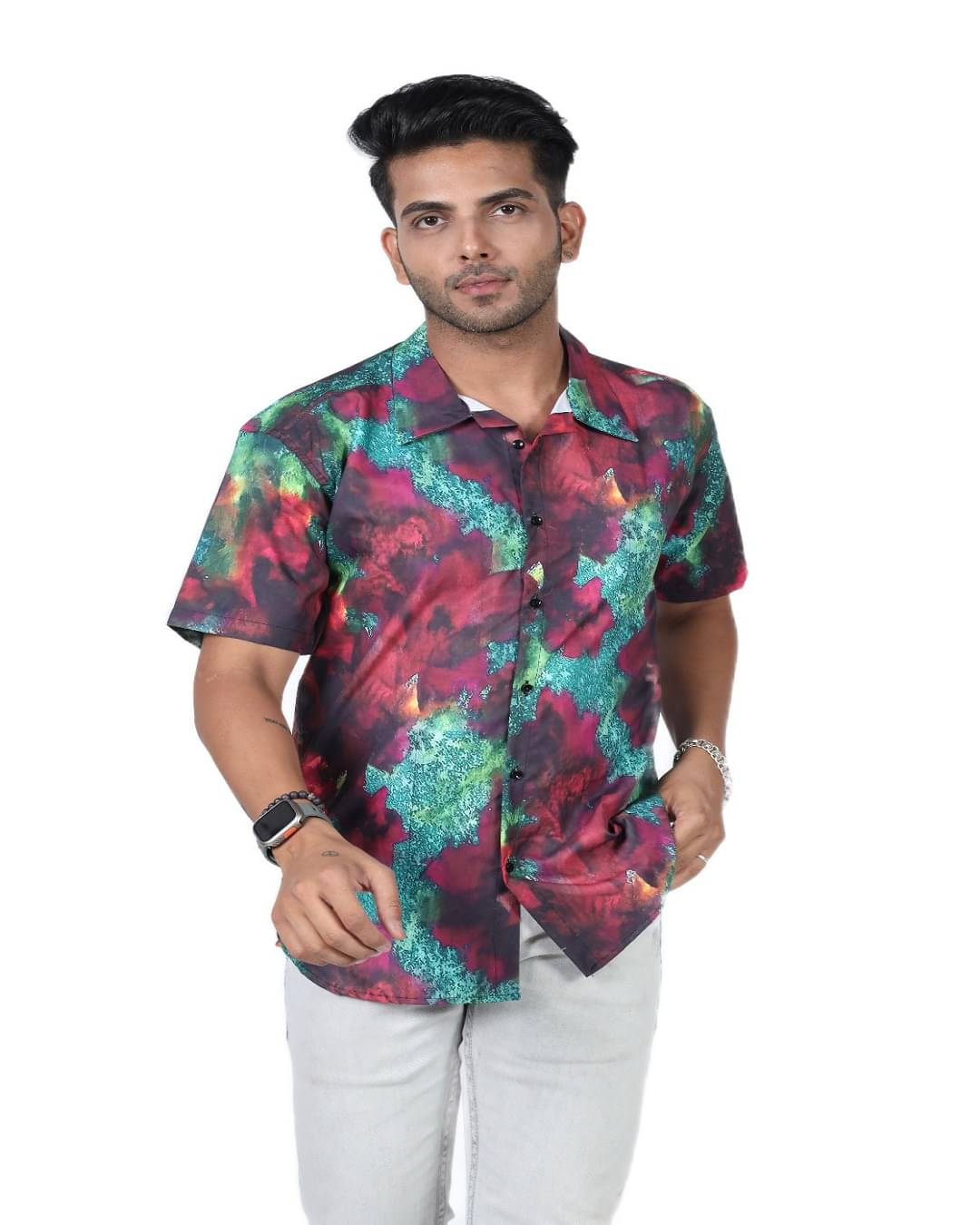 HARPITA Elastane Regular Fit Printed Half Sleeves Men's Casual Shirt - Multicolor ( Pack of 1 ) HARPITA Elastane Regular Fit Printed Half Sleeves Men's Casual Shirt - Multicolor ( Pack of 1 )