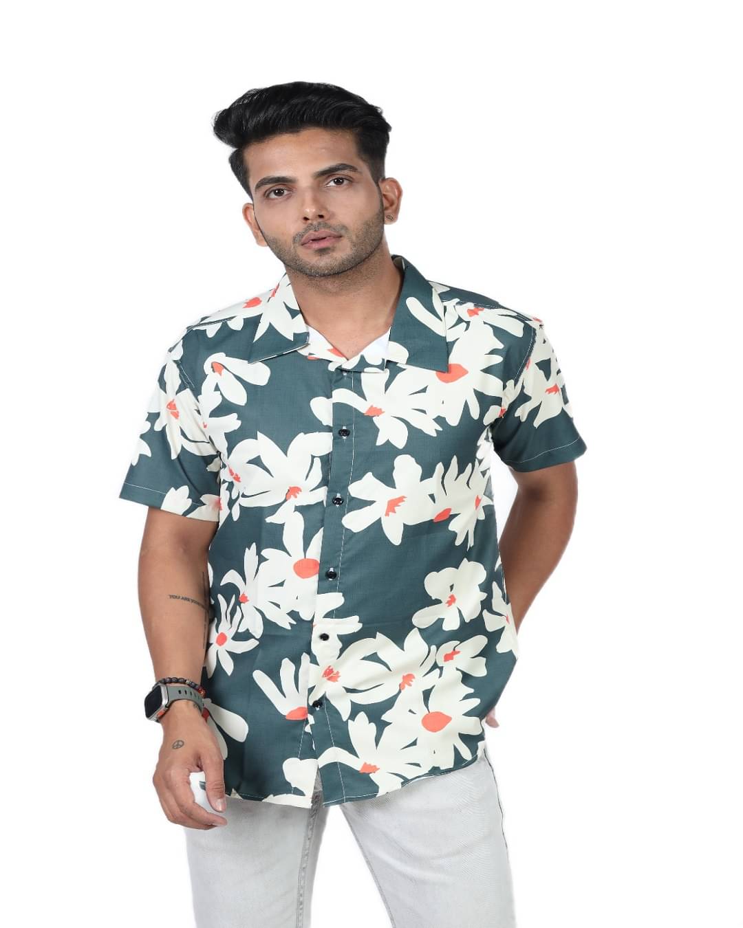 HARPITA Elastane Regular Fit Printed Half Sleeves Men's Casual Shirt - Green ( Pack of 1 ) HARPITA Elastane Regular Fit Printed Half Sleeves Men's Casual Shirt - Green ( Pack of 1 )