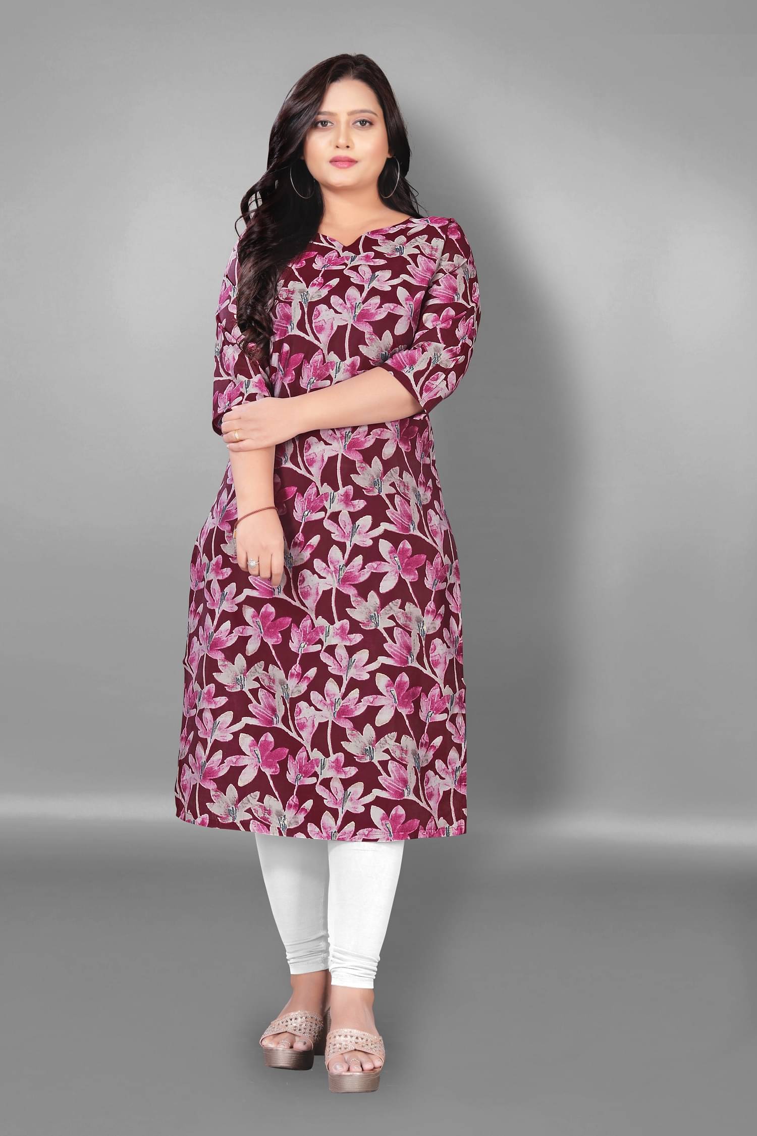Hetsa Pack of 1 Chanderi Printed Straight Women's Kurti - ( Purple )     			Hetsa Pack of 1 Chanderi Printed Straight Women's Kurti - ( Purple )