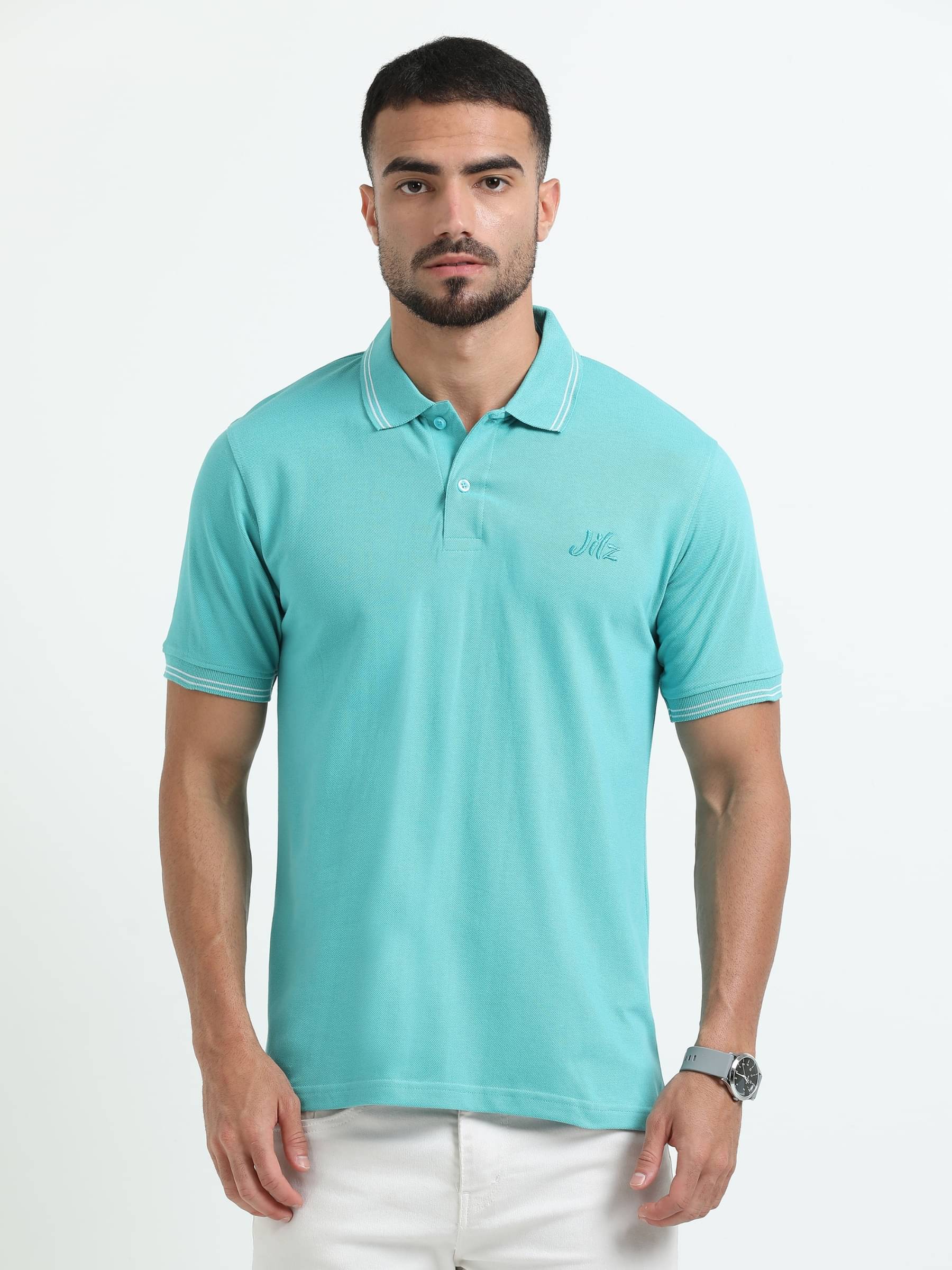 JILZ Pack of 1 Cotton Regular Fit Solid Half Sleeves Men's Polo T Shirt ( Sea Green ) JILZ Pack of 1 Cotton Regular Fit Solid Half Sleeves Men's Polo T Shirt ( Sea Green )