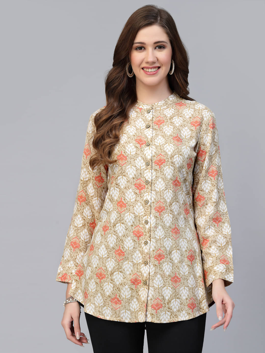 Kbz Women's Rayon Regular Top ( Beige ) Kbz Women's Rayon Regular Top ( Beige )