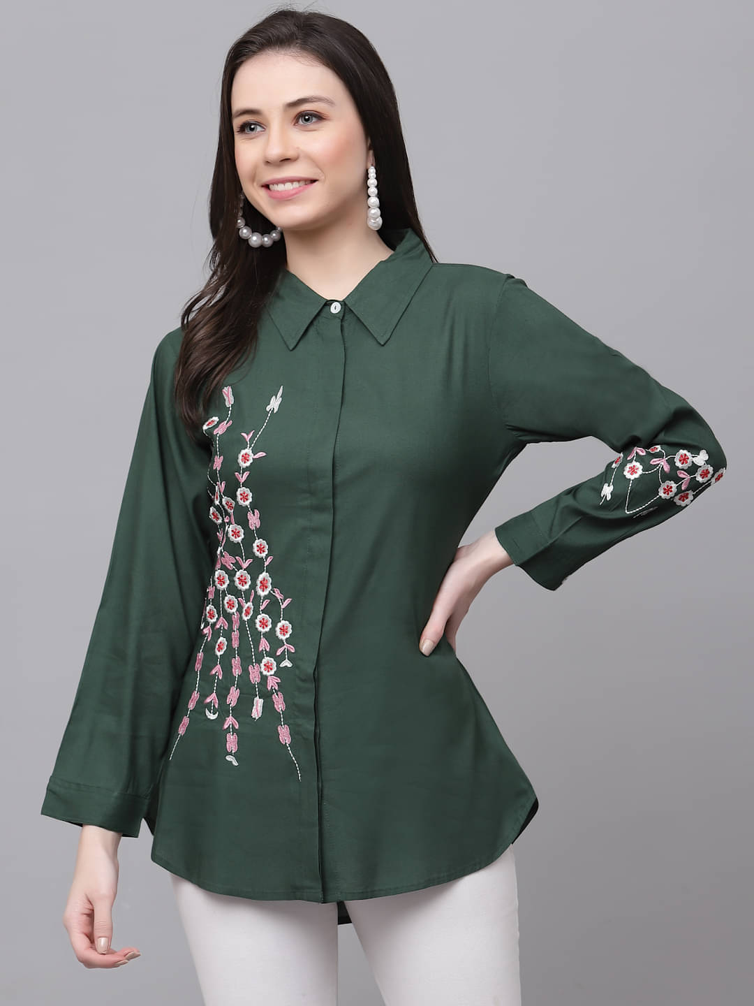     			Kbz Women's Rayon Regular Top ( Green )
