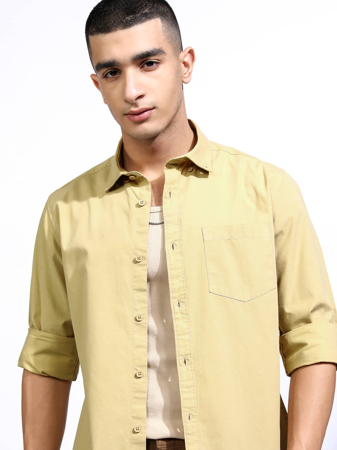     			Ketch 100% Cotton Slim Fit Solids Full Sleeves Men's Casual Shirt - Beige ( Pack of 1 )
