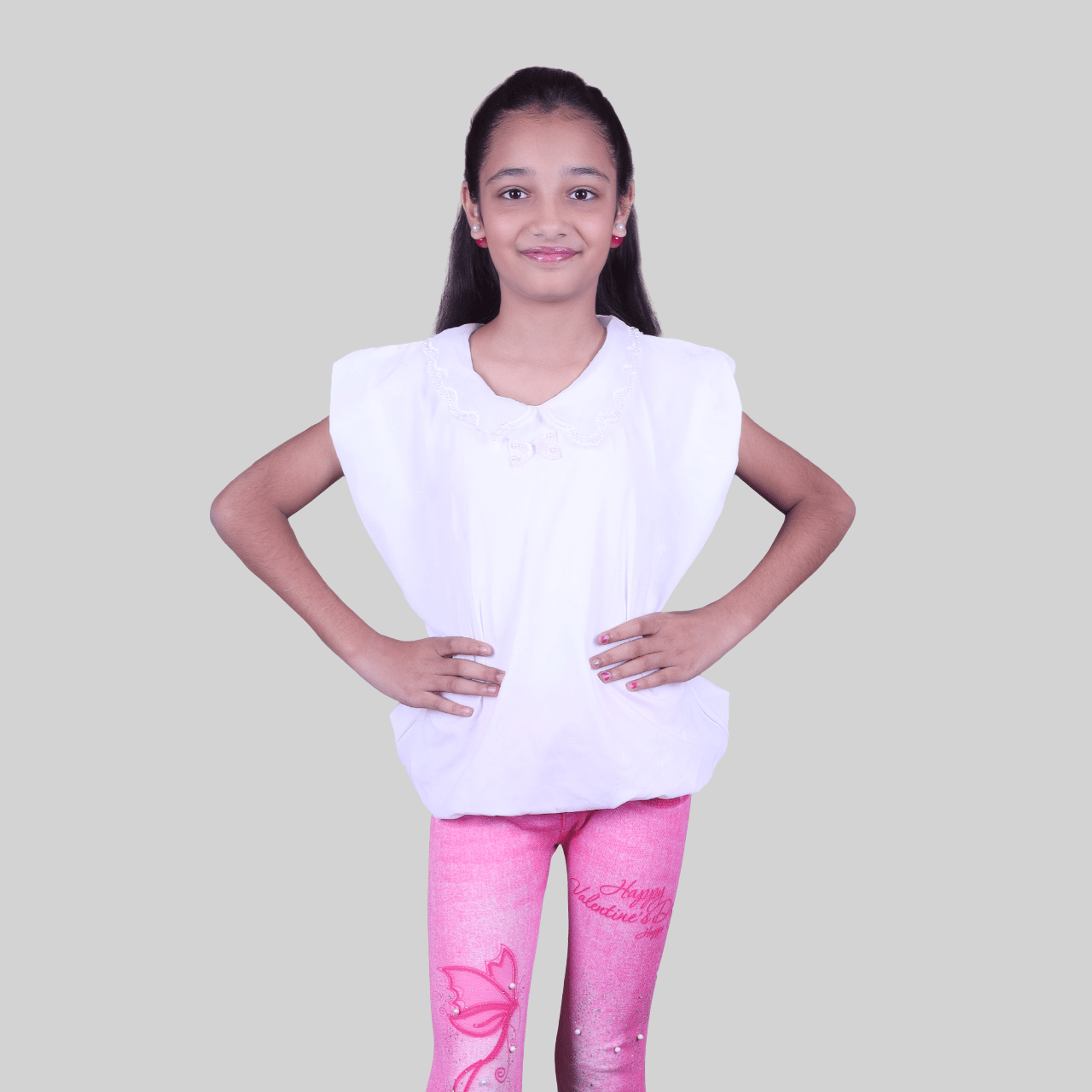     			Kidzee Kingdom Pack of 1 Girls Cotton Top ( White )