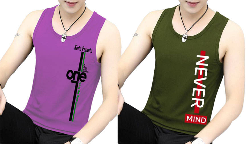     			Kintu Parantu Pack of 2 Polyester Gym Vest For Men ( Multicolor10 )