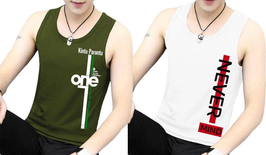     			Kintu Parantu Pack of 2 Polyester Gym Vest For Men ( Multicolor10 )