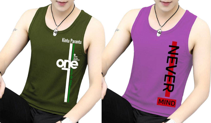 Kintu Parantu Pack of 2 Polyester Gym Vest For Men ( Multicolor6 ) Kintu Parantu Pack of 2 Polyester Gym Vest For Men ( Multicolor6 )